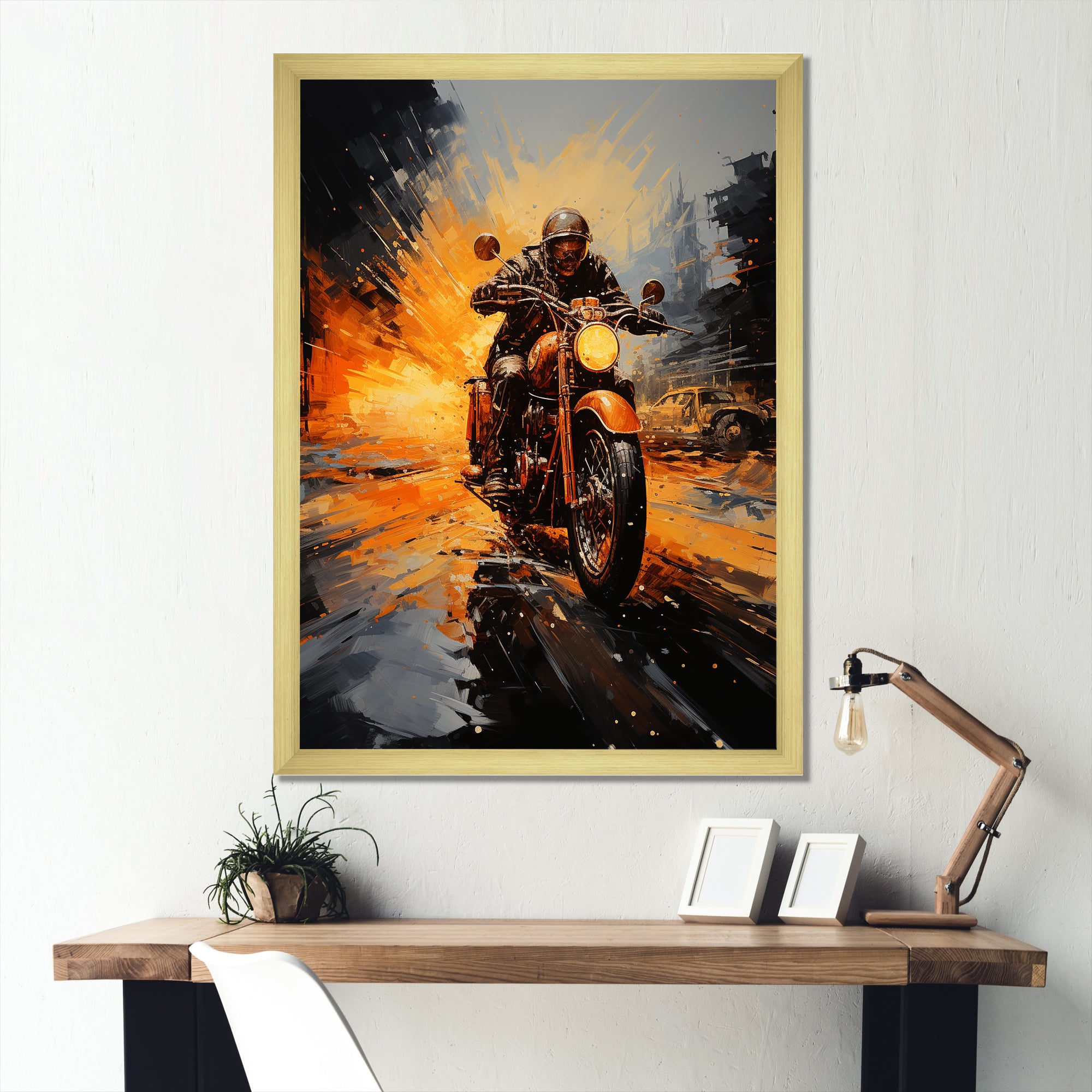 Yellow Dirt Bike Adventure - Motorcycle Canvas Wall Art