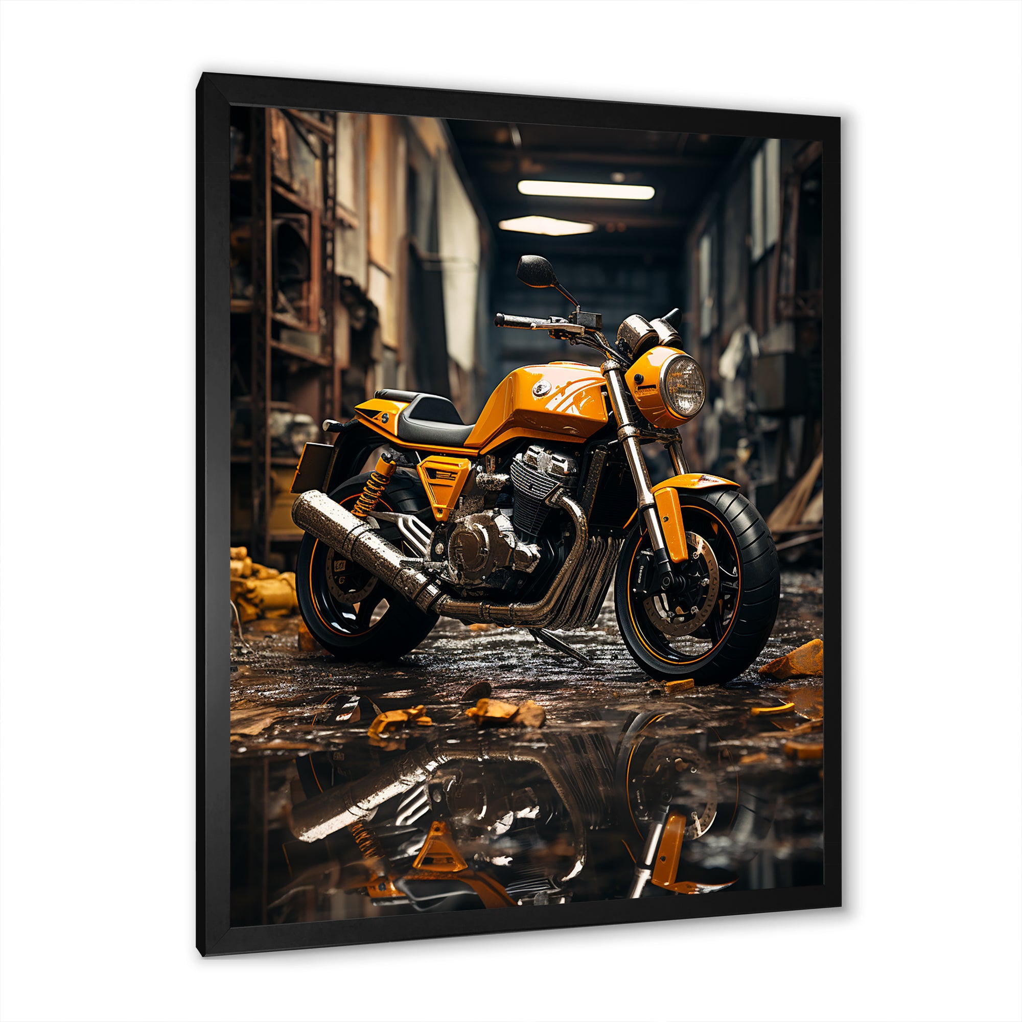 Yellow Dirt Bike Elegance - Motorcycle Canvas Wall Art