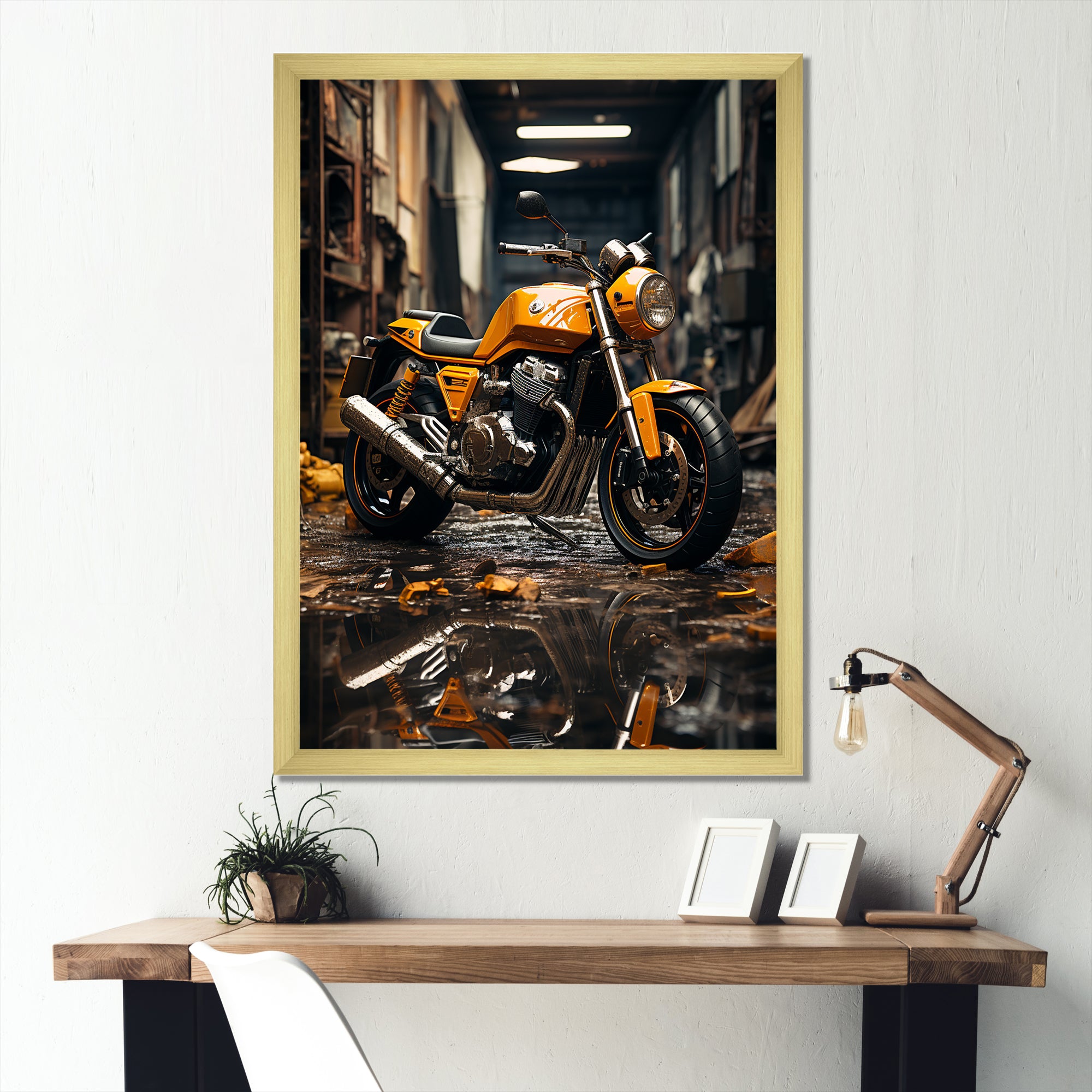 Yellow Dirt Bike Elegance - Motorcycle Canvas Wall Art
