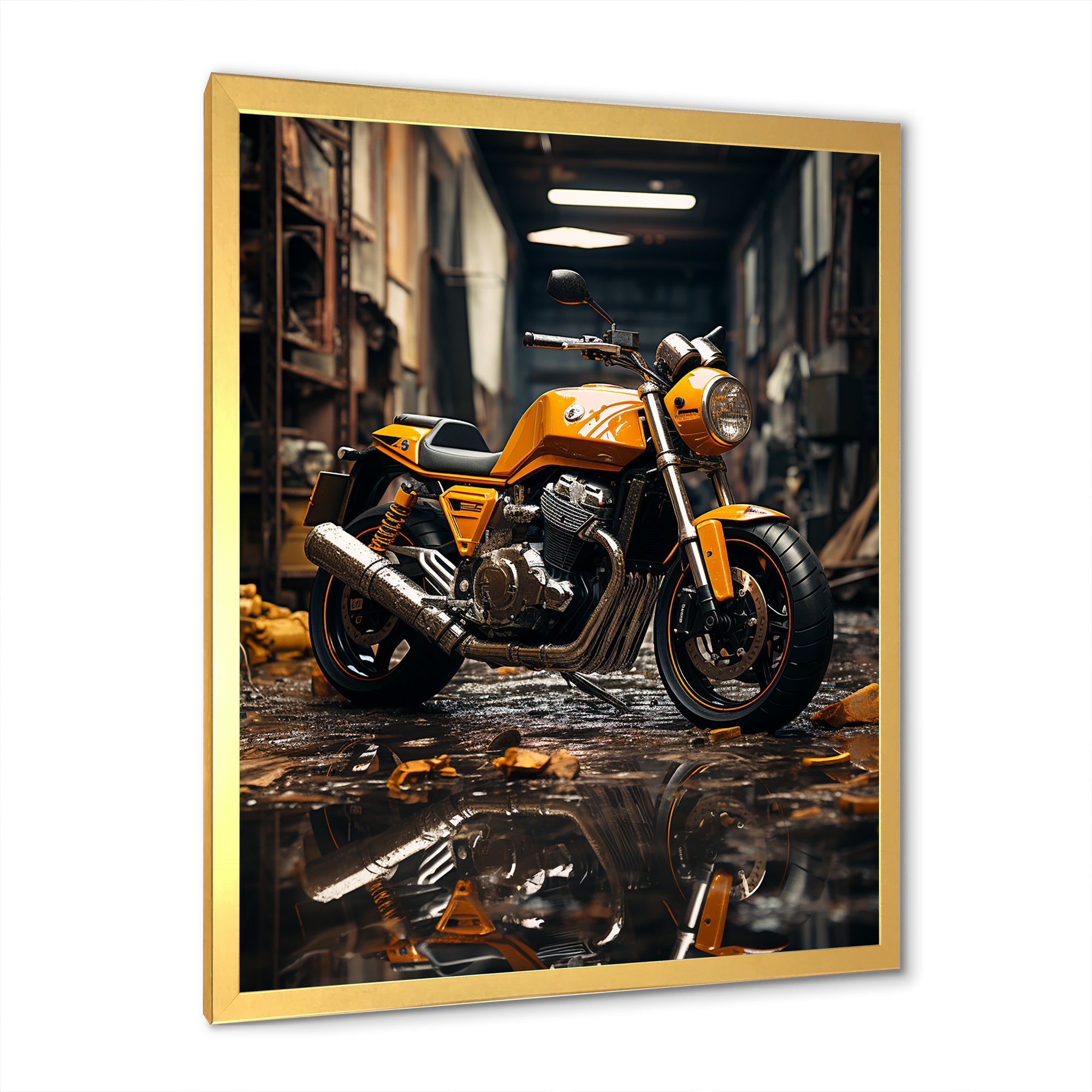 Yellow Dirt Bike Elegance - Motorcycle Canvas Wall Art