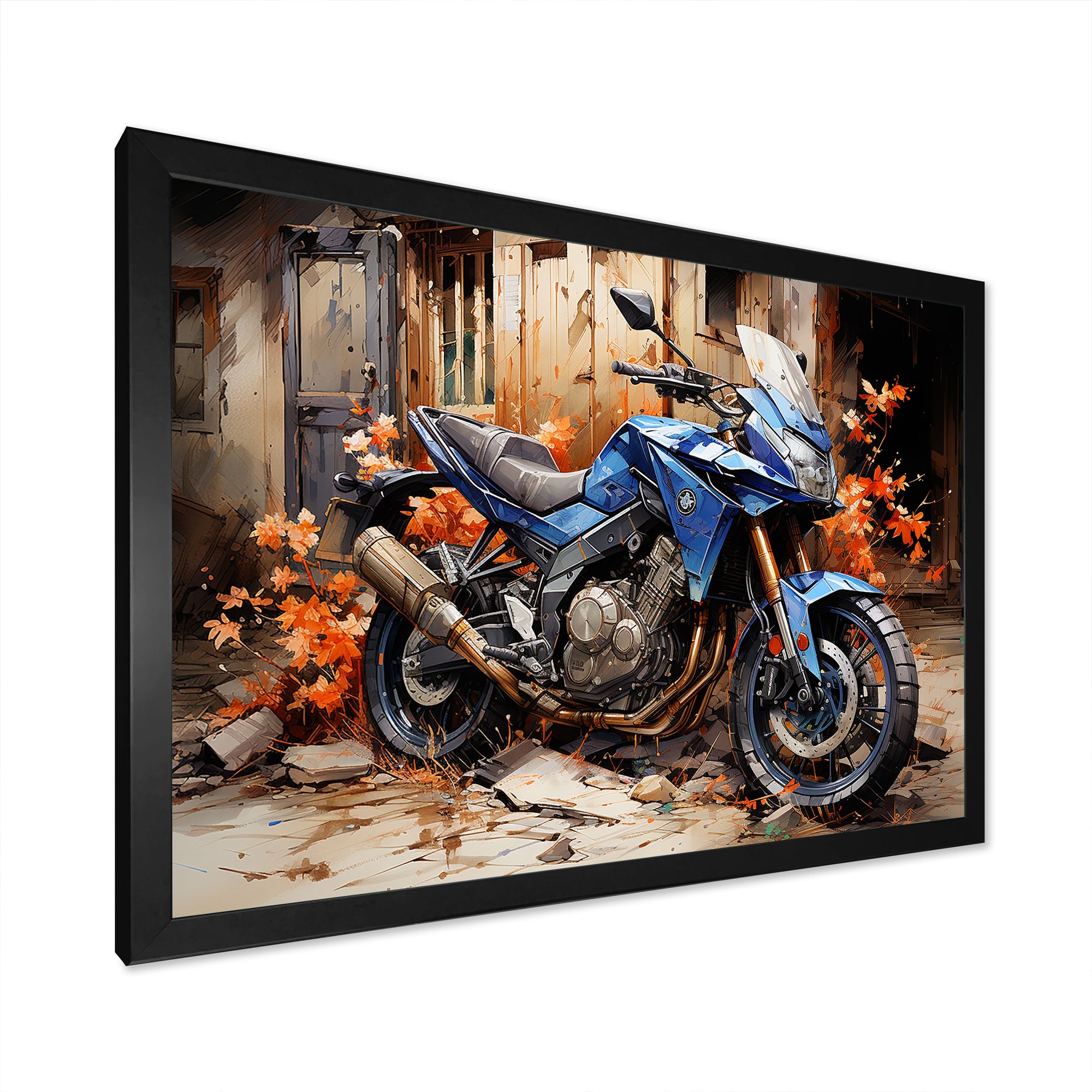Blue Dirty Bike Urban Speed - Motorcycle Canvas Wall Art