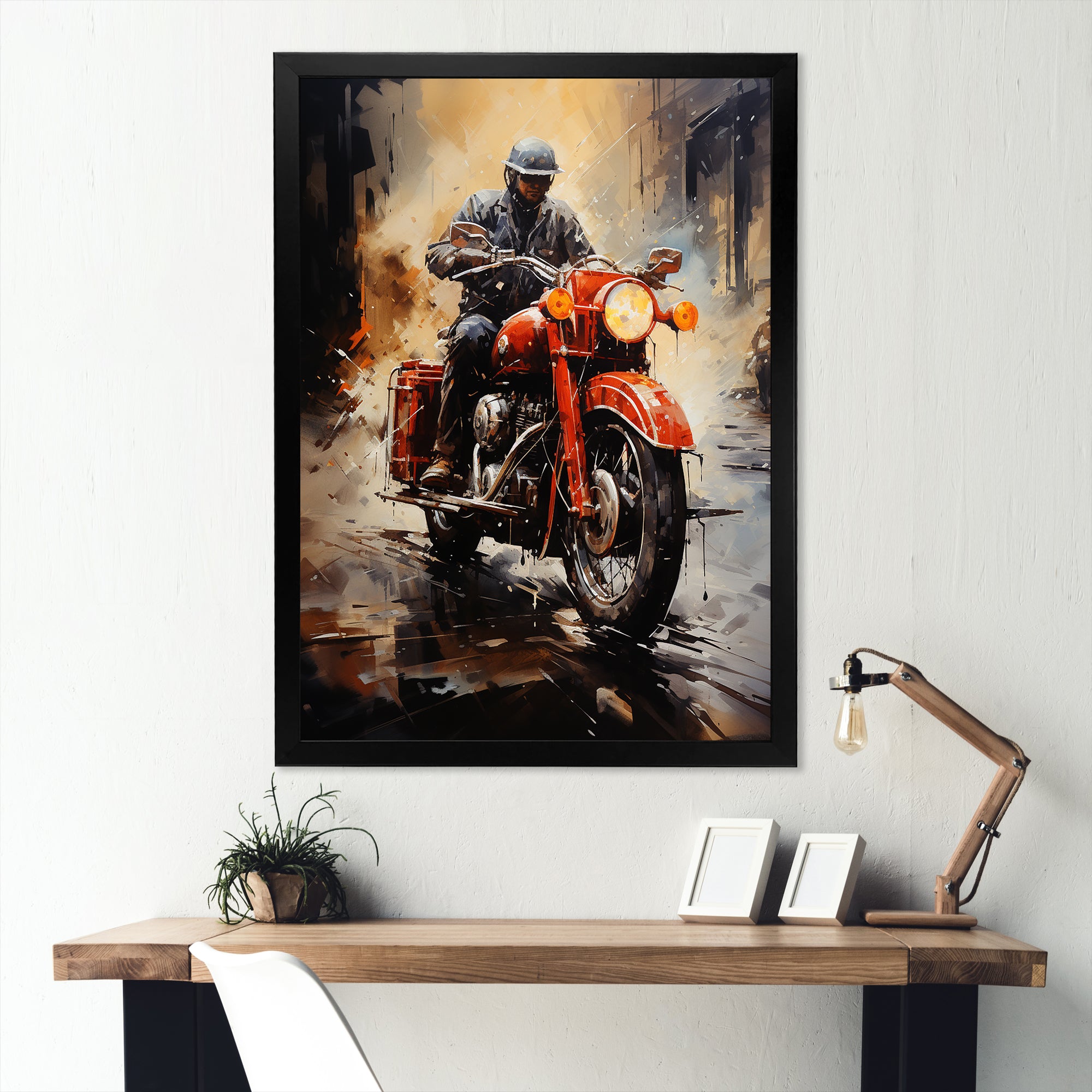 Crimson Thunder Red Dirt Bike - Motorcycle Canvas Wall Art