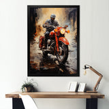 Crimson Thunder Red Dirt Bike - Motorcycle Canvas Wall Art