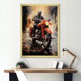 Crimson Thunder Red Dirt Bike - Motorcycle Canvas Wall Art
