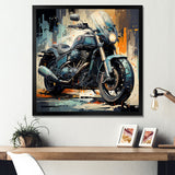 Blue Chopper Bike Matrix - Motorcycle Canvas Wall Art