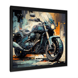Blue Chopper Bike Matrix - Motorcycle Canvas Wall Art