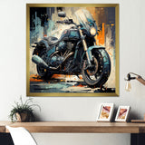 Blue Chopper Bike Matrix - Motorcycle Canvas Wall Art
