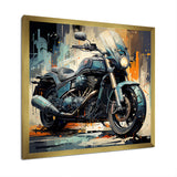 Blue Chopper Bike Matrix - Motorcycle Canvas Wall Art