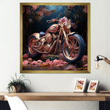 Rustic Pink Chopper Bike - Motorcycle Canvas Wall Art