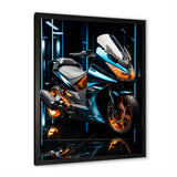 Electric Blue Ride Scooter - Motorcycle Canvas Wall Art