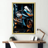 Electric Blue Ride Scooter - Motorcycle Canvas Wall Art
