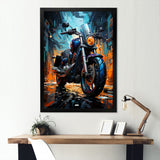Motorcycle Electric Blue Ride - Motorcycle Canvas Wall Art