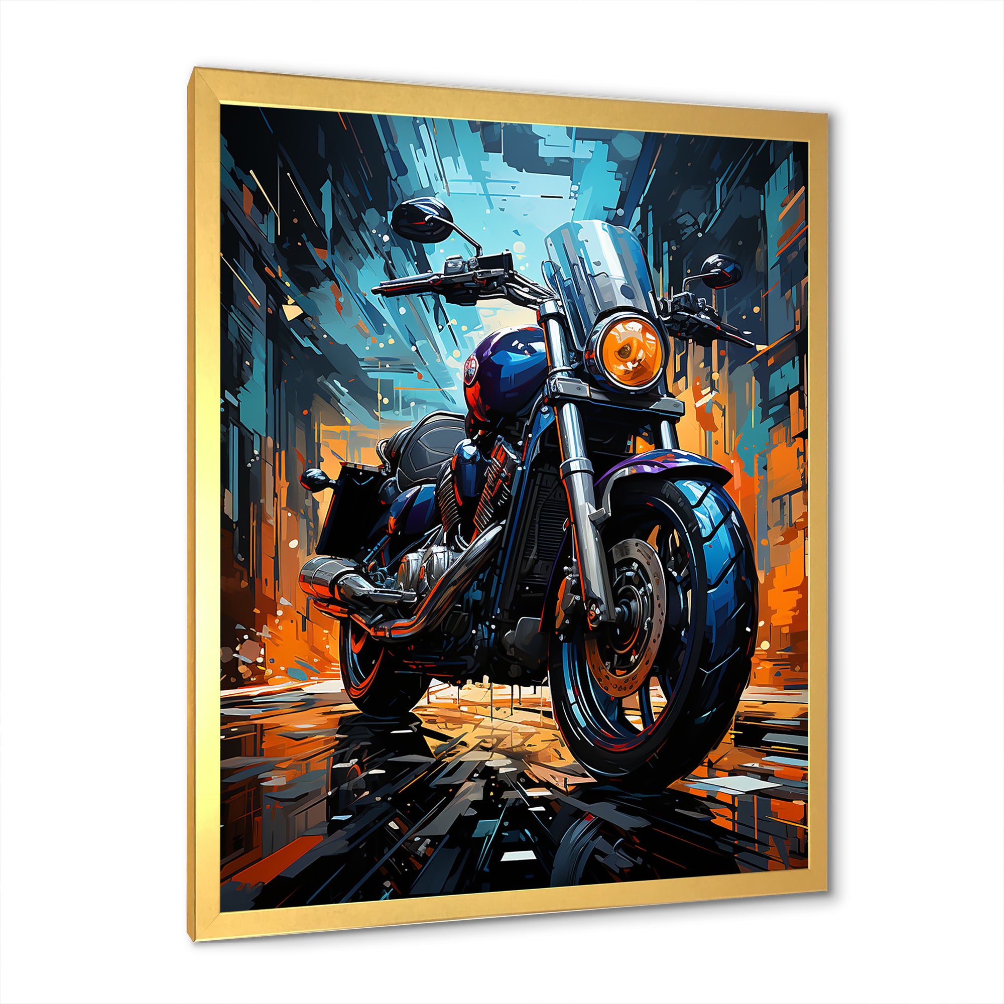 Motorcycle Electric Blue Ride - Motorcycle Canvas Wall Art