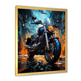 Motorcycle Electric Blue Ride - Motorcycle Canvas Wall Art