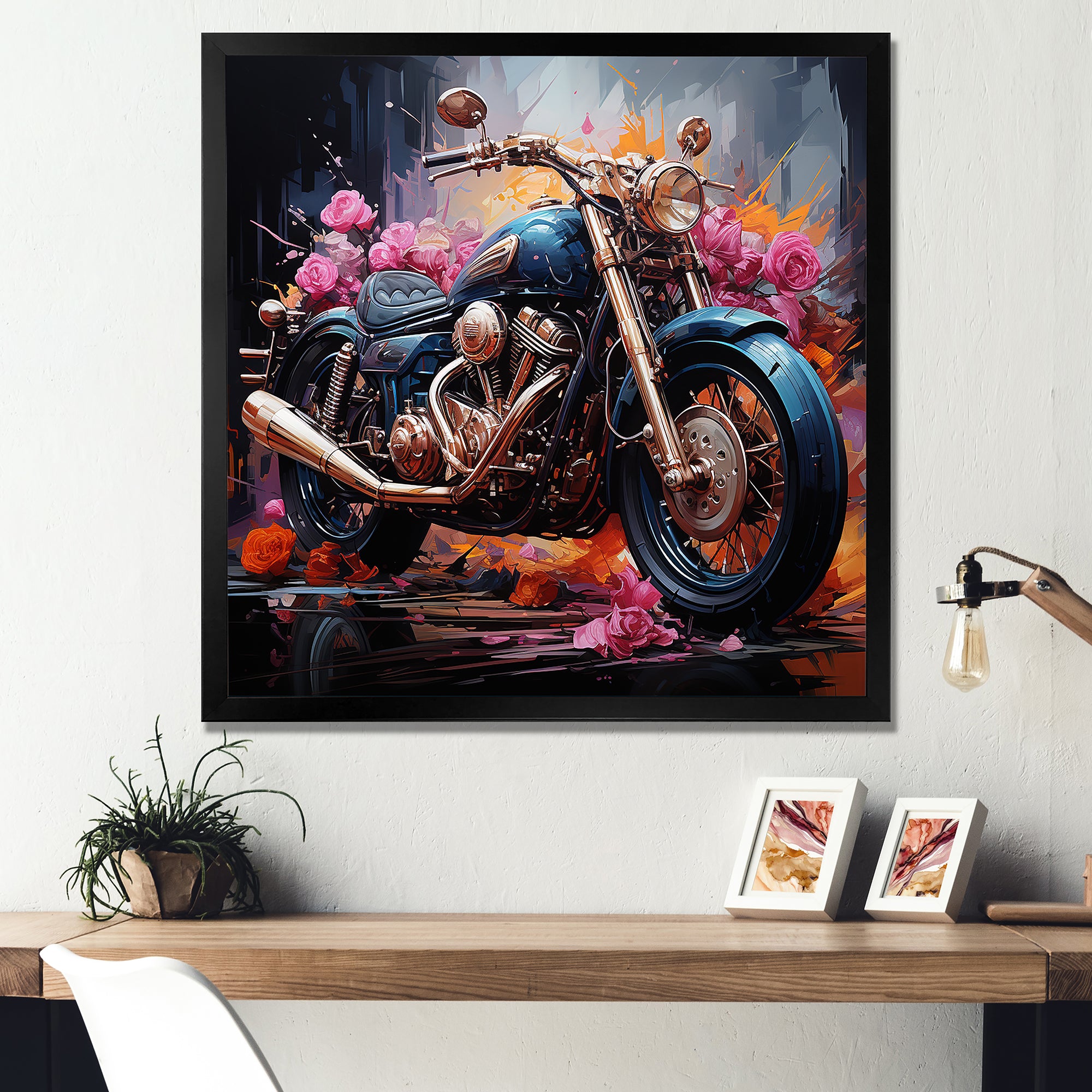 Expressionist Motor Adventure - Motorcycle Canvas Wall Art
