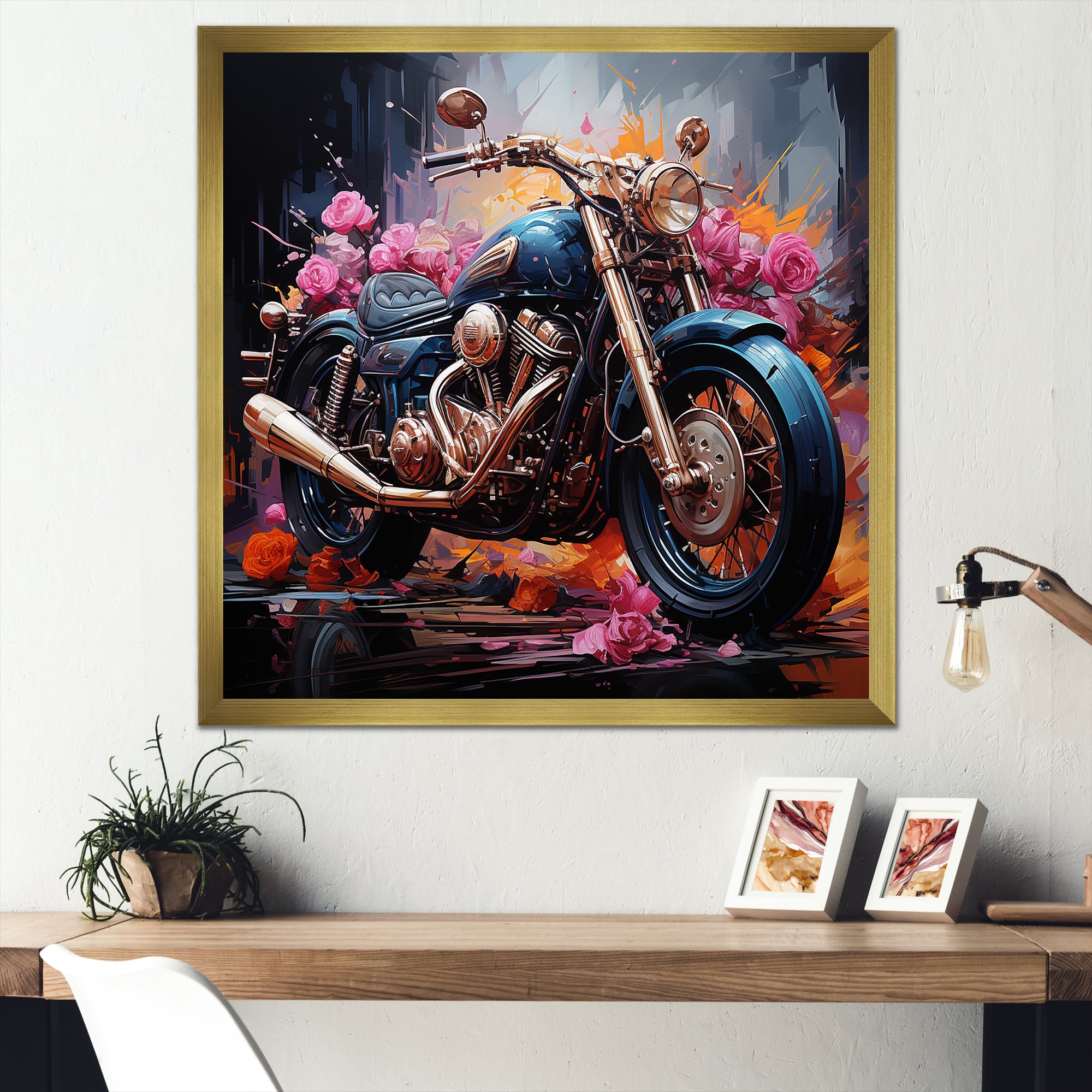 Expressionist Motor Adventure - Motorcycle Canvas Wall Art