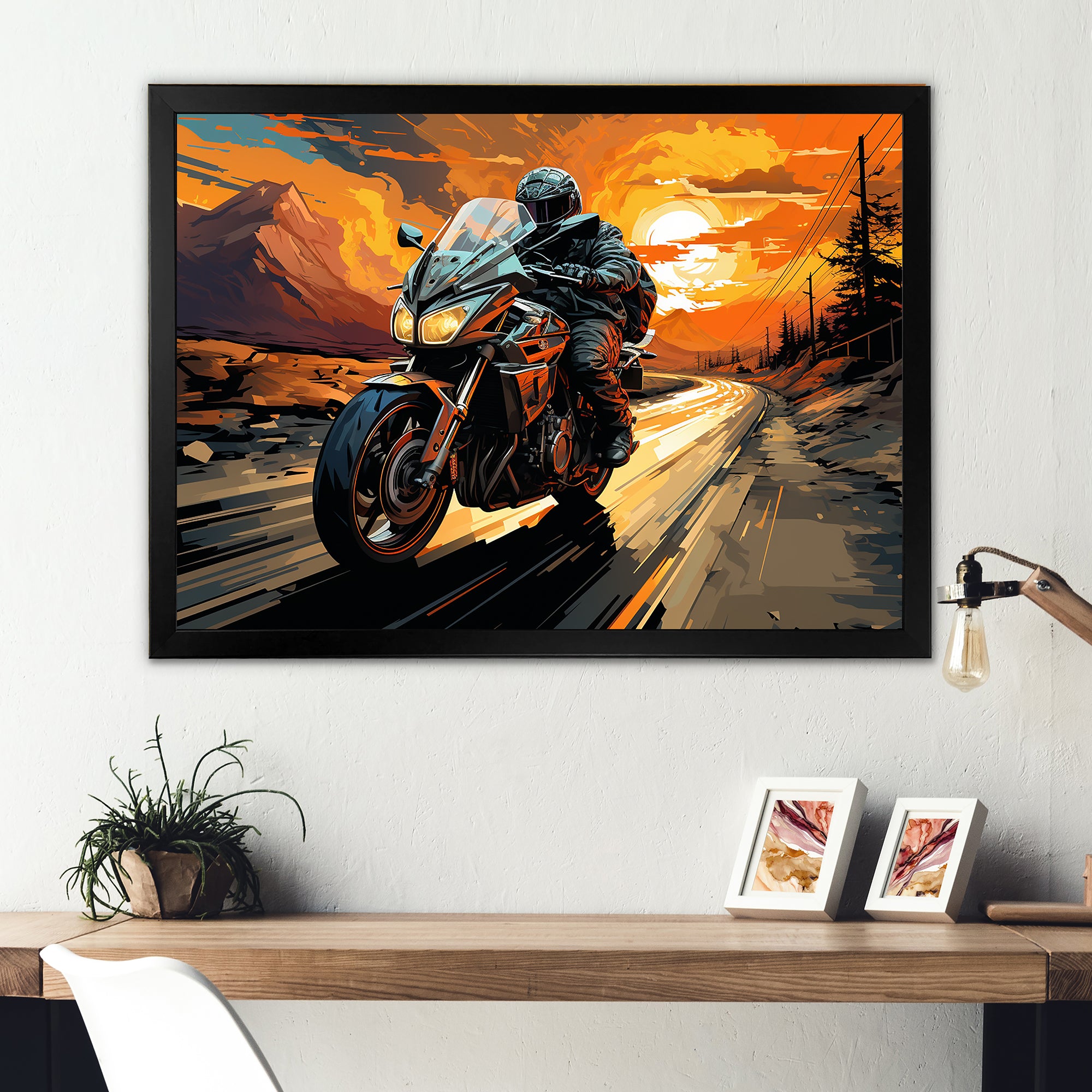 Expressionist Motorcycle Ride - Motorcycle Canvas Wall Art