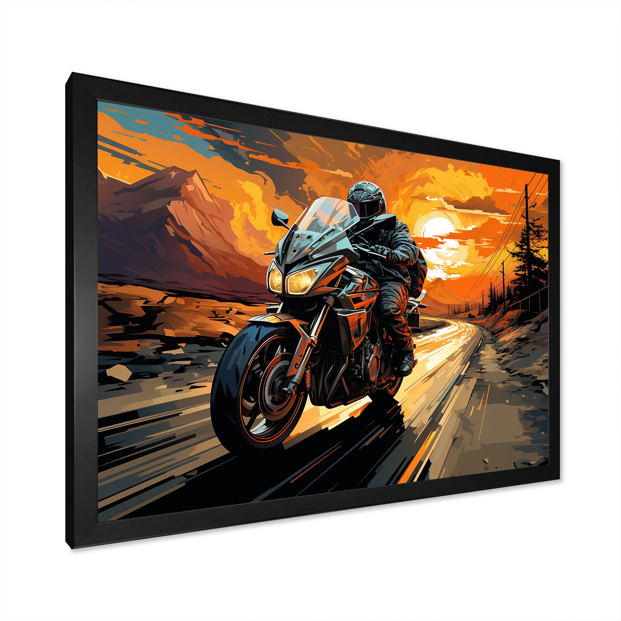 Expressionist Motorcycle Ride - Motorcycle Canvas Wall Art