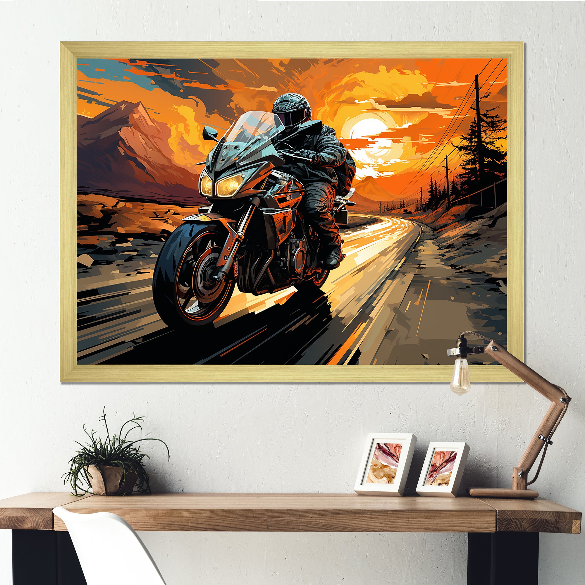 Expressionist Motorcycle Ride - Motorcycle Canvas Wall Art
