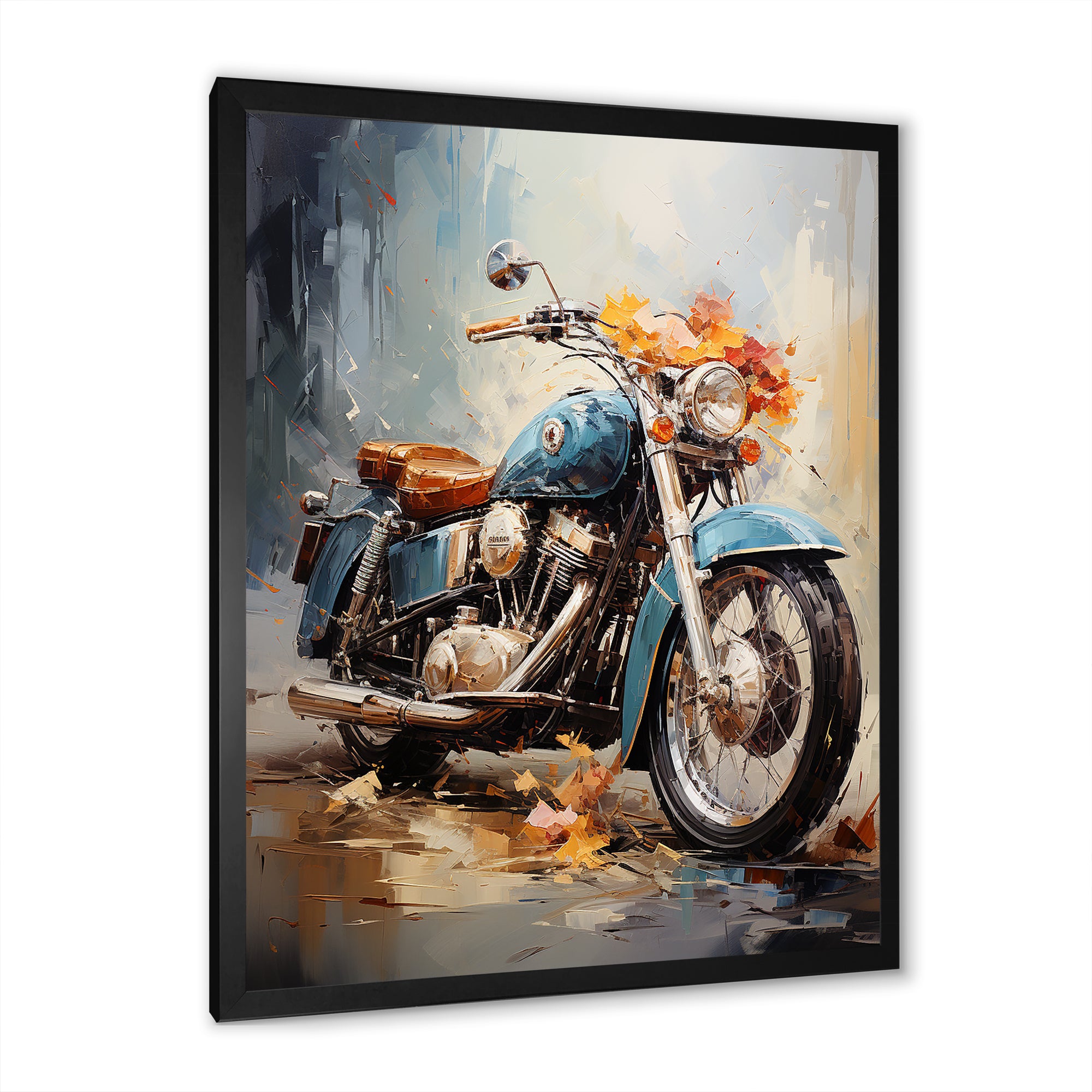 Impressionist Bike Ride - Motorcycle Canvas Wall Art