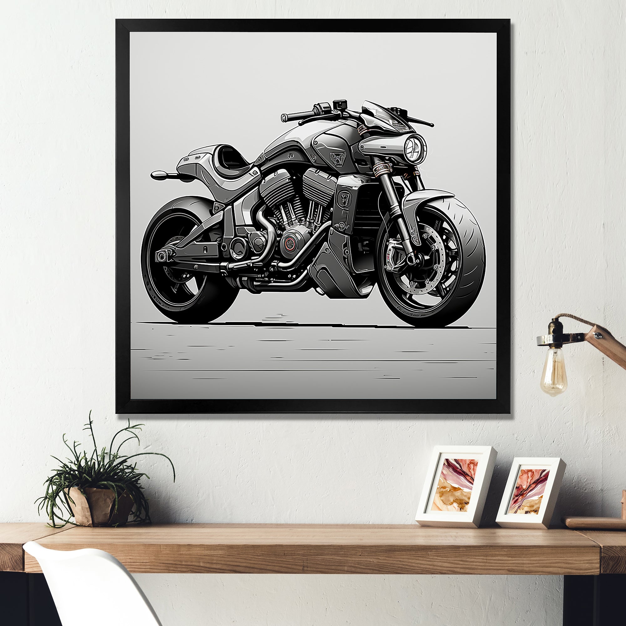 Minimalist Roadster - Motorcycle Canvas Wall Art