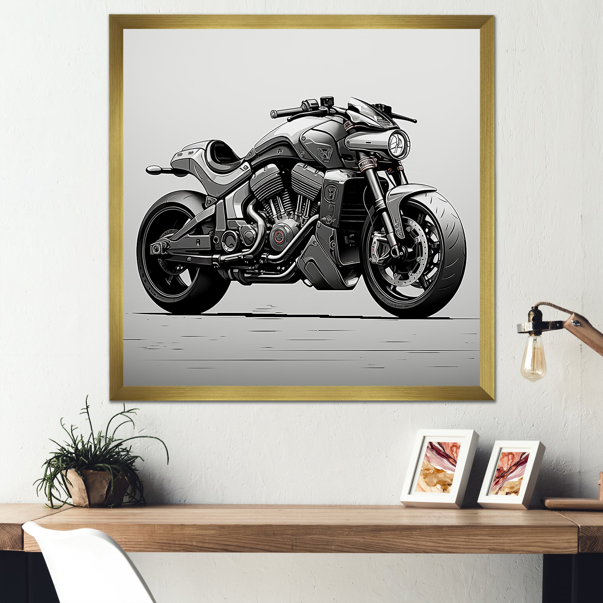 Minimalist Roadster - Motorcycle Canvas Wall Art