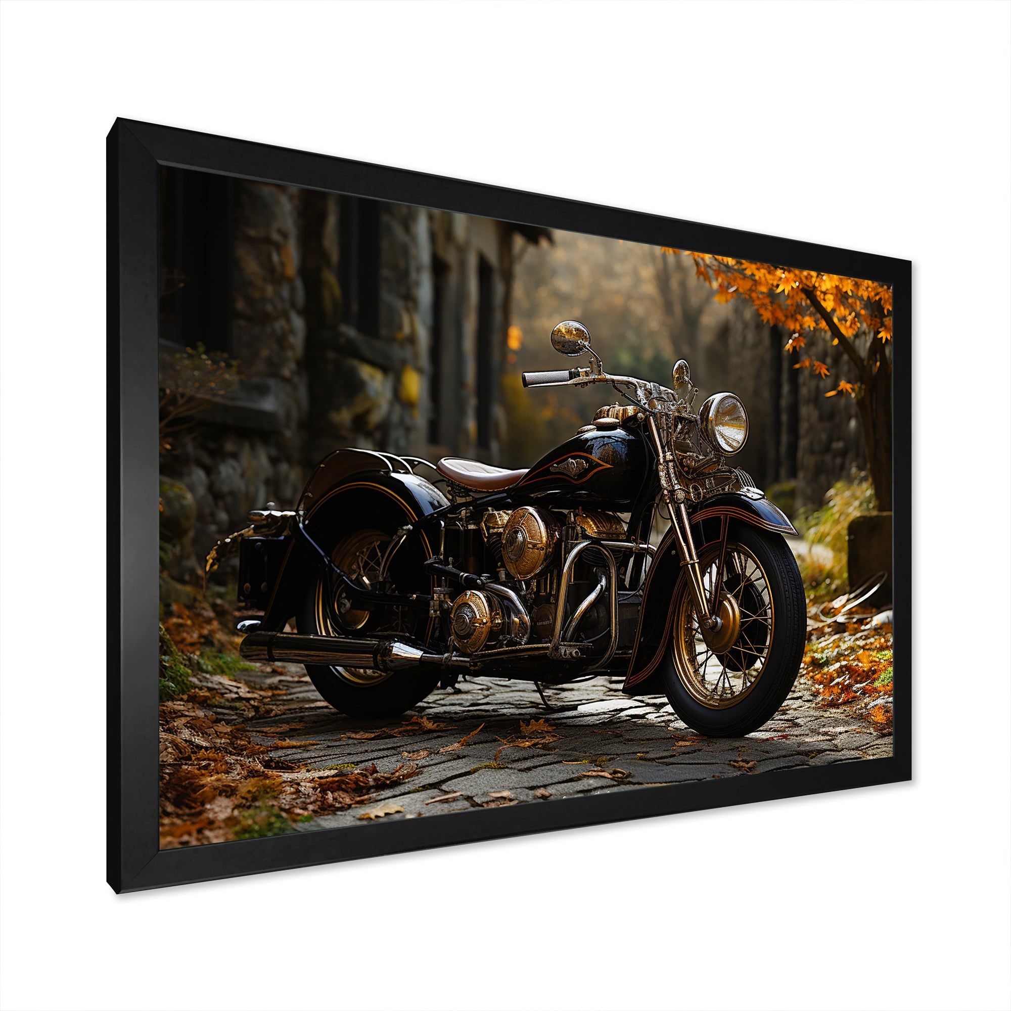Motorcycle Charm In Winter - Motorcycle Canvas Wall Art
