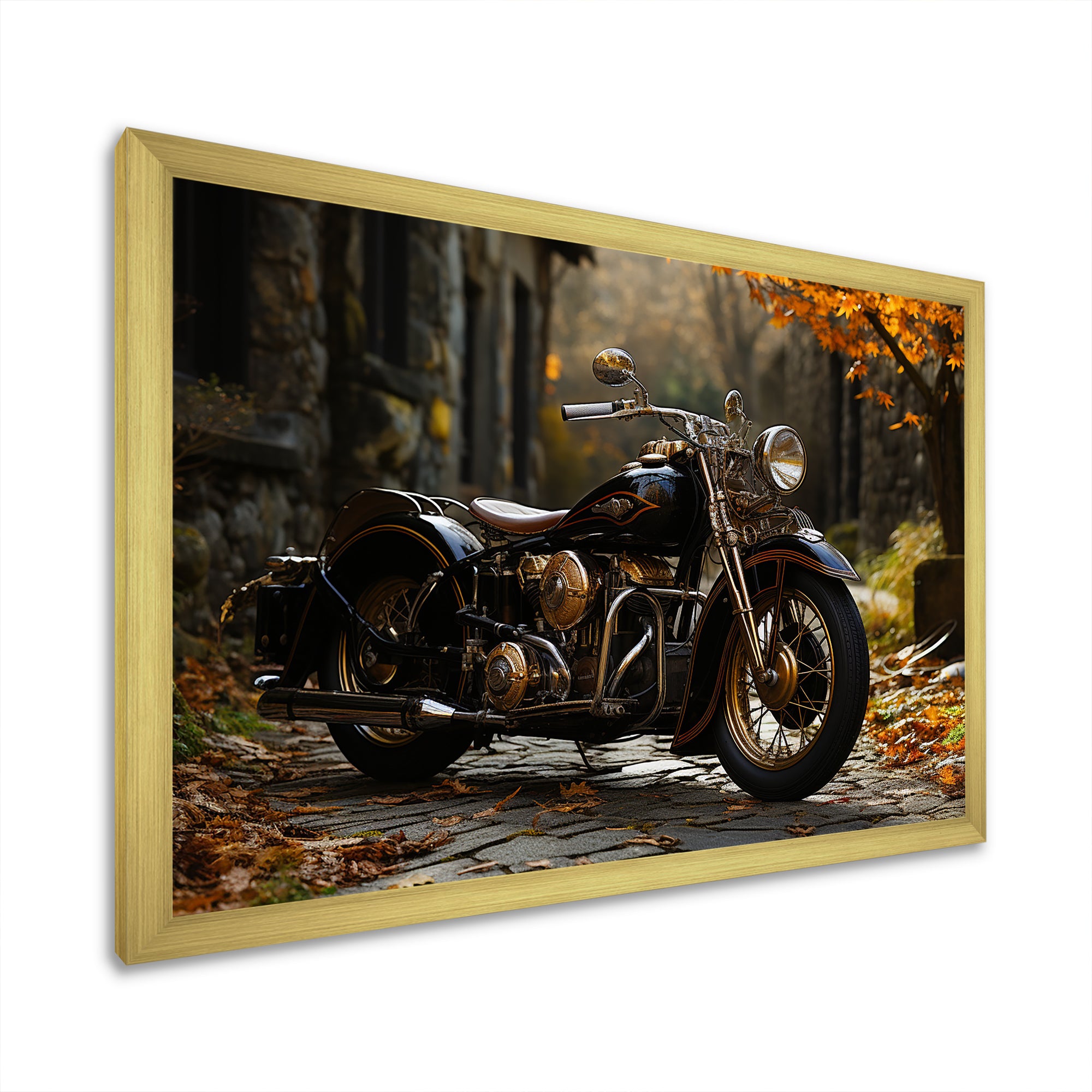 Motorcycle Charm In Winter - Motorcycle Canvas Wall Art