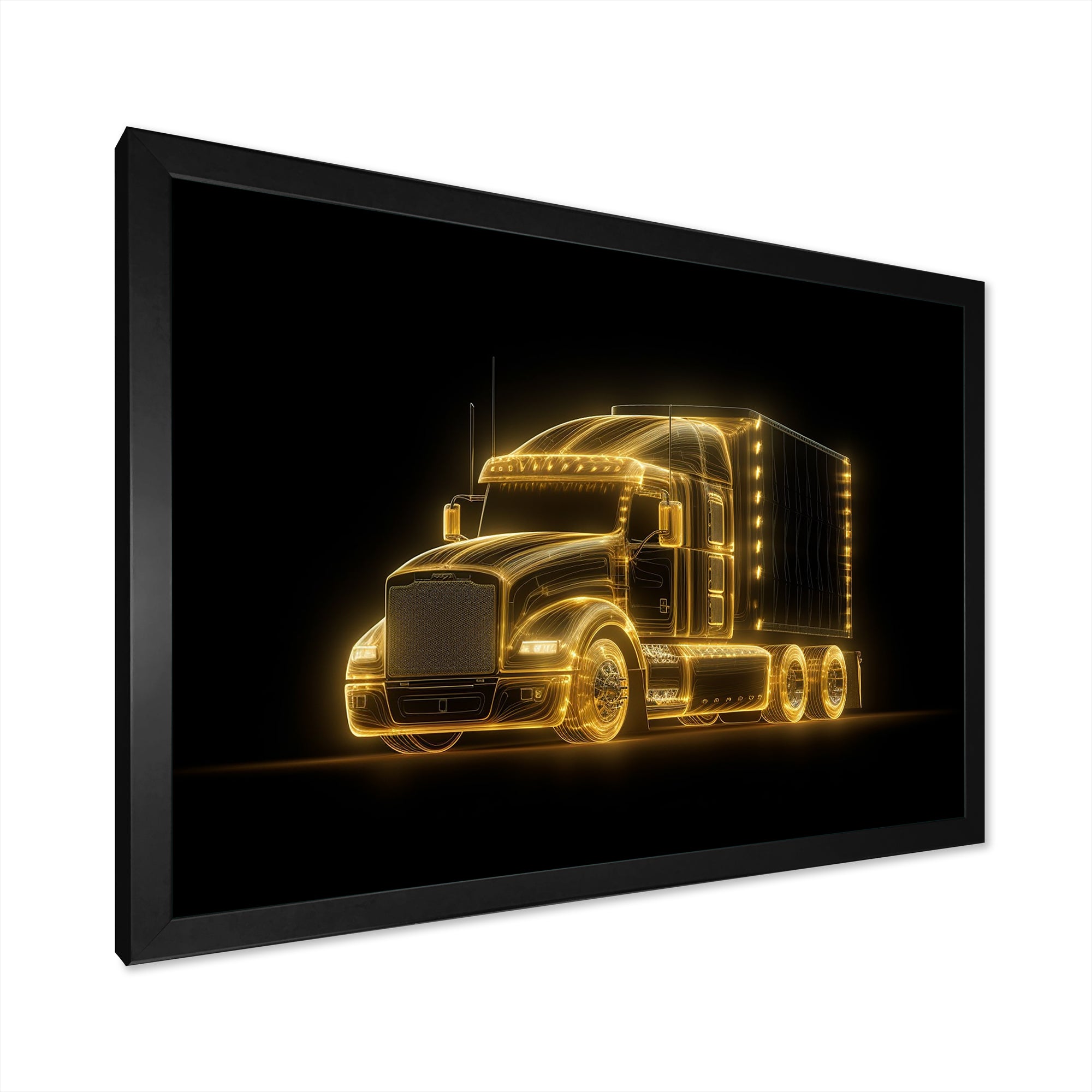 Neon Light Strips Trailer Truck - Car/Van Canvas Wall Art