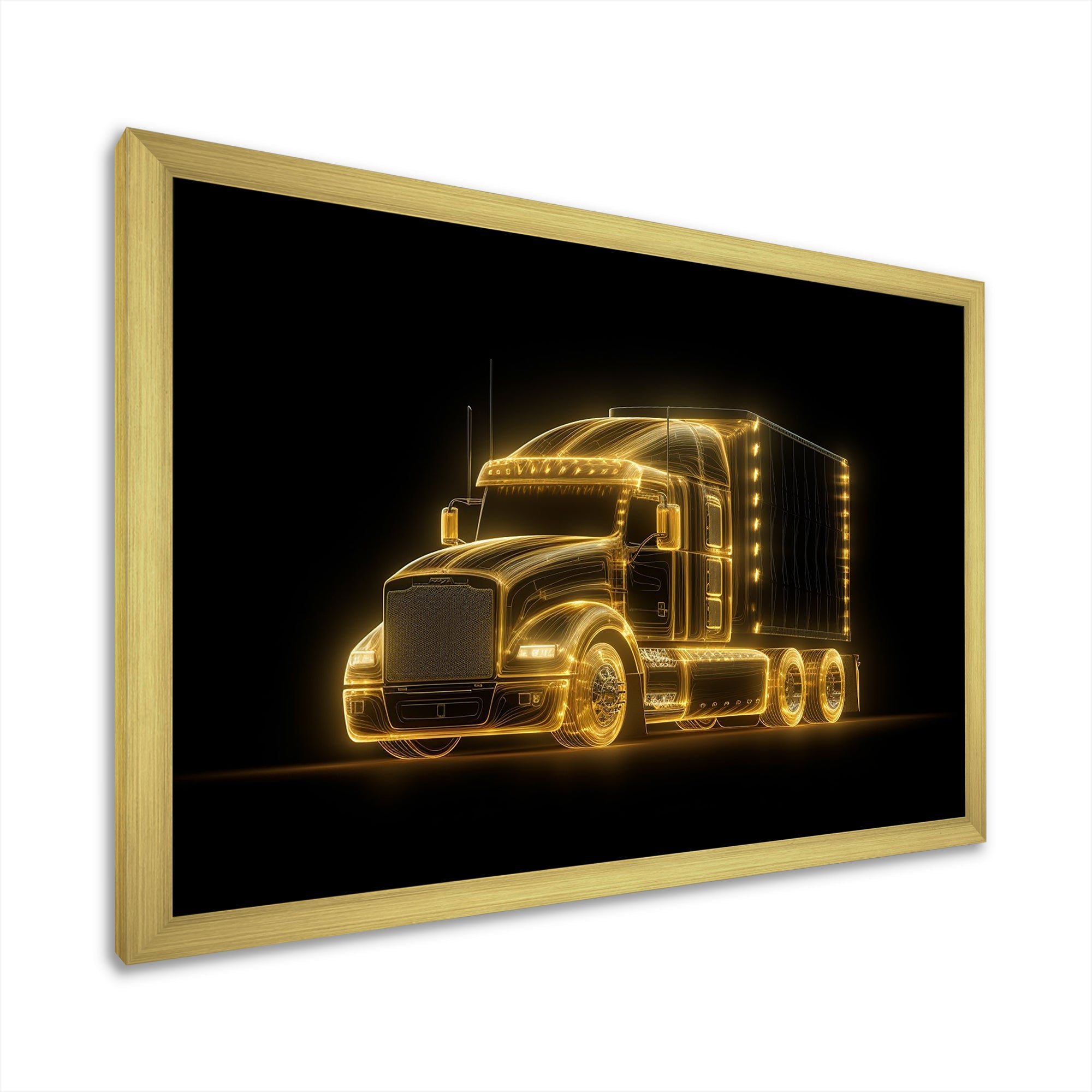 Neon Light Strips Trailer Truck - Car/Van Canvas Wall Art