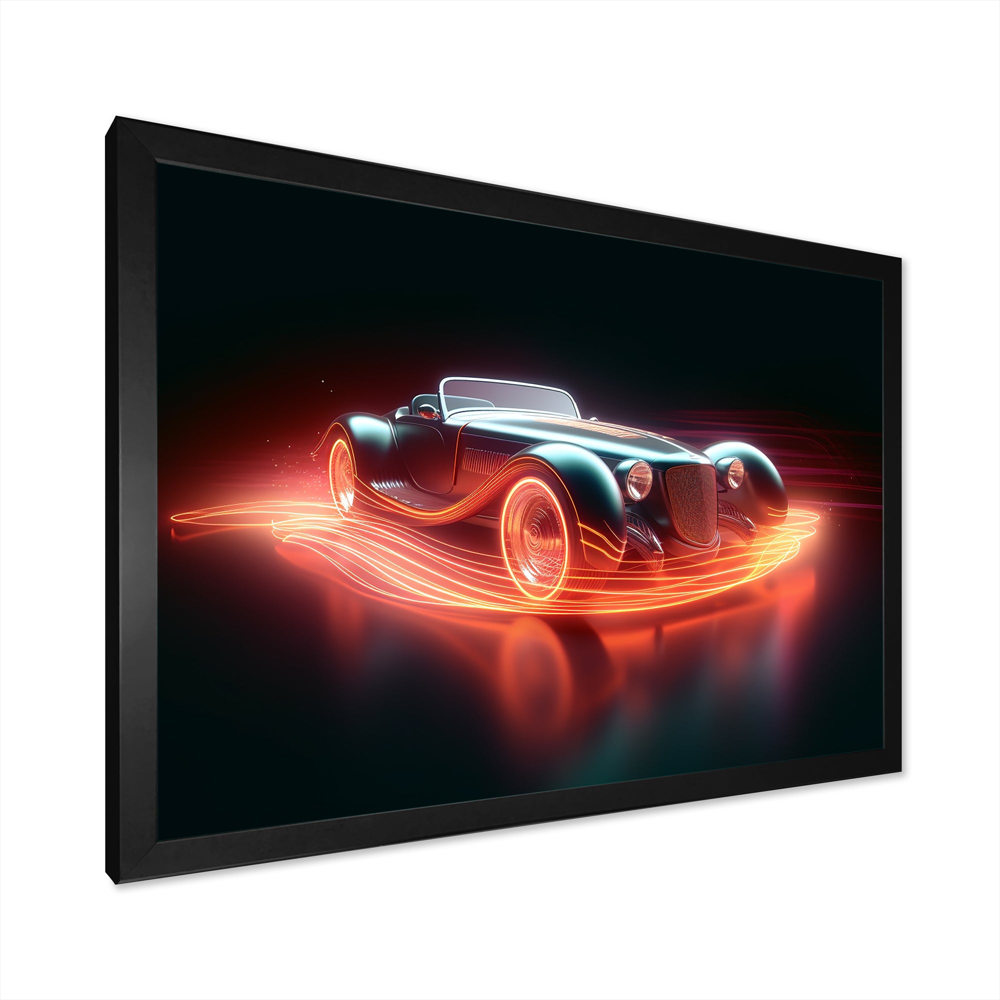 Neon Light Strips Roadster - Classic Cars Canvas Wall Art