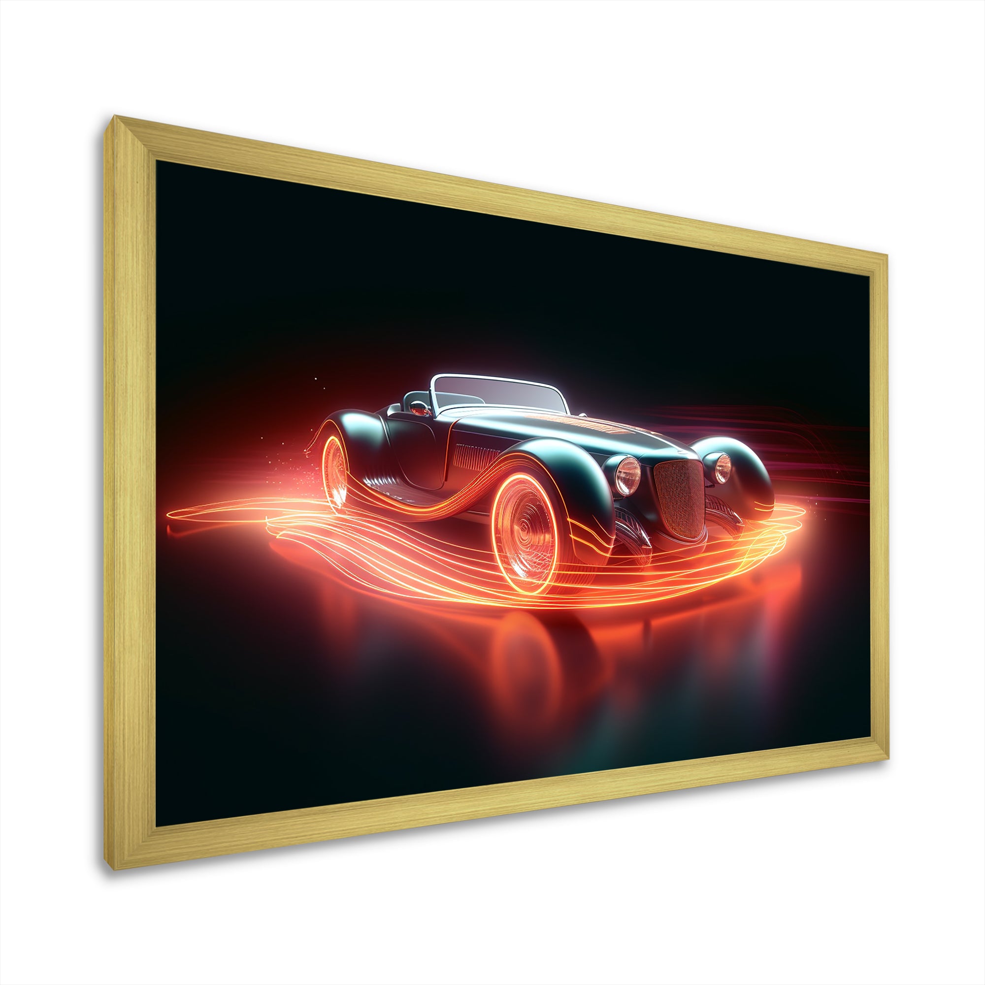 Neon Light Strips Roadster - Classic Cars Canvas Wall Art