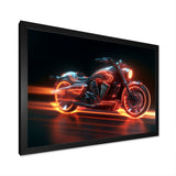 Neon Light Strips Around Silver Motorcycle - Car/Van Canvas Wall Art