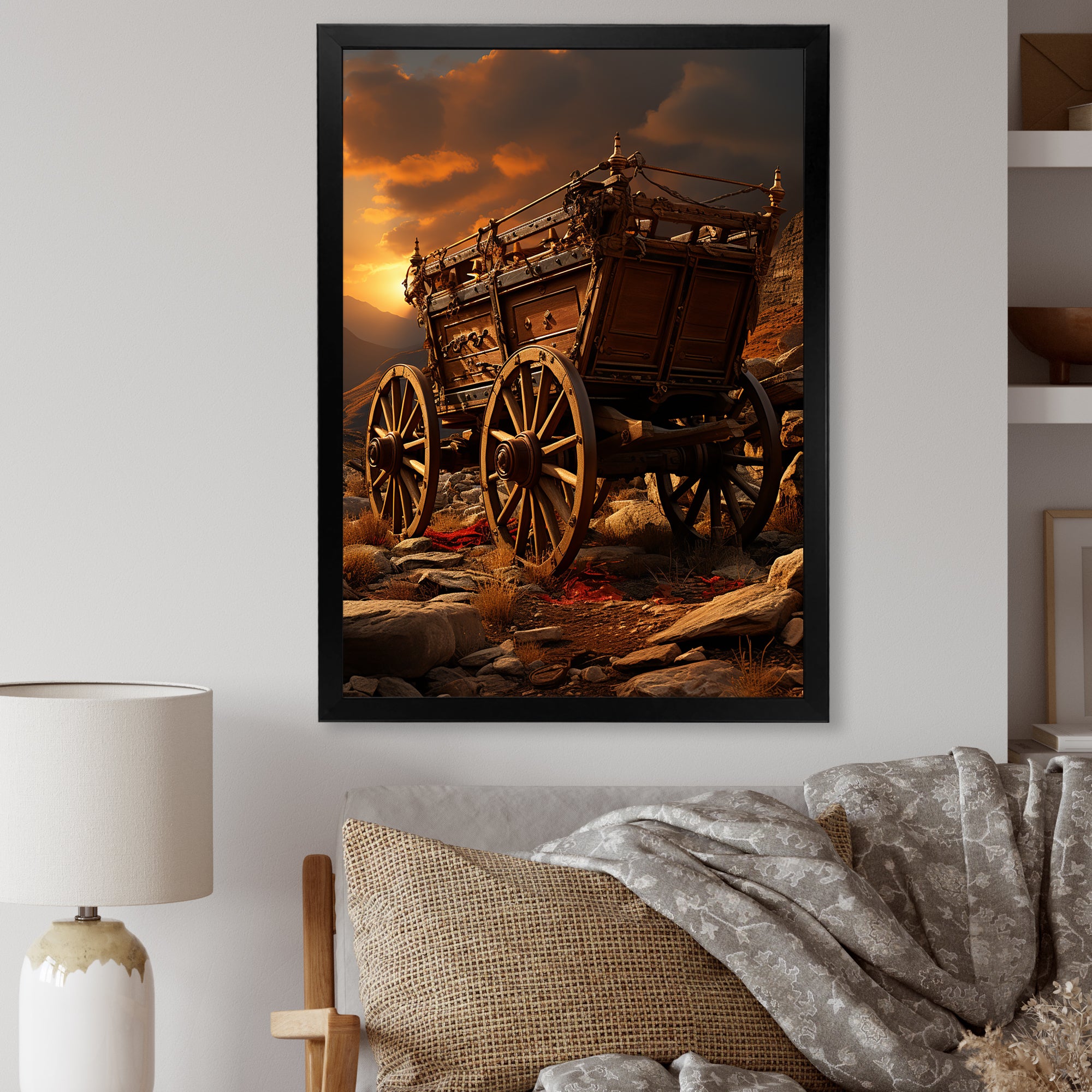 Old American Cart In Texas Horizon - Old American Cart Canvas Wall Art