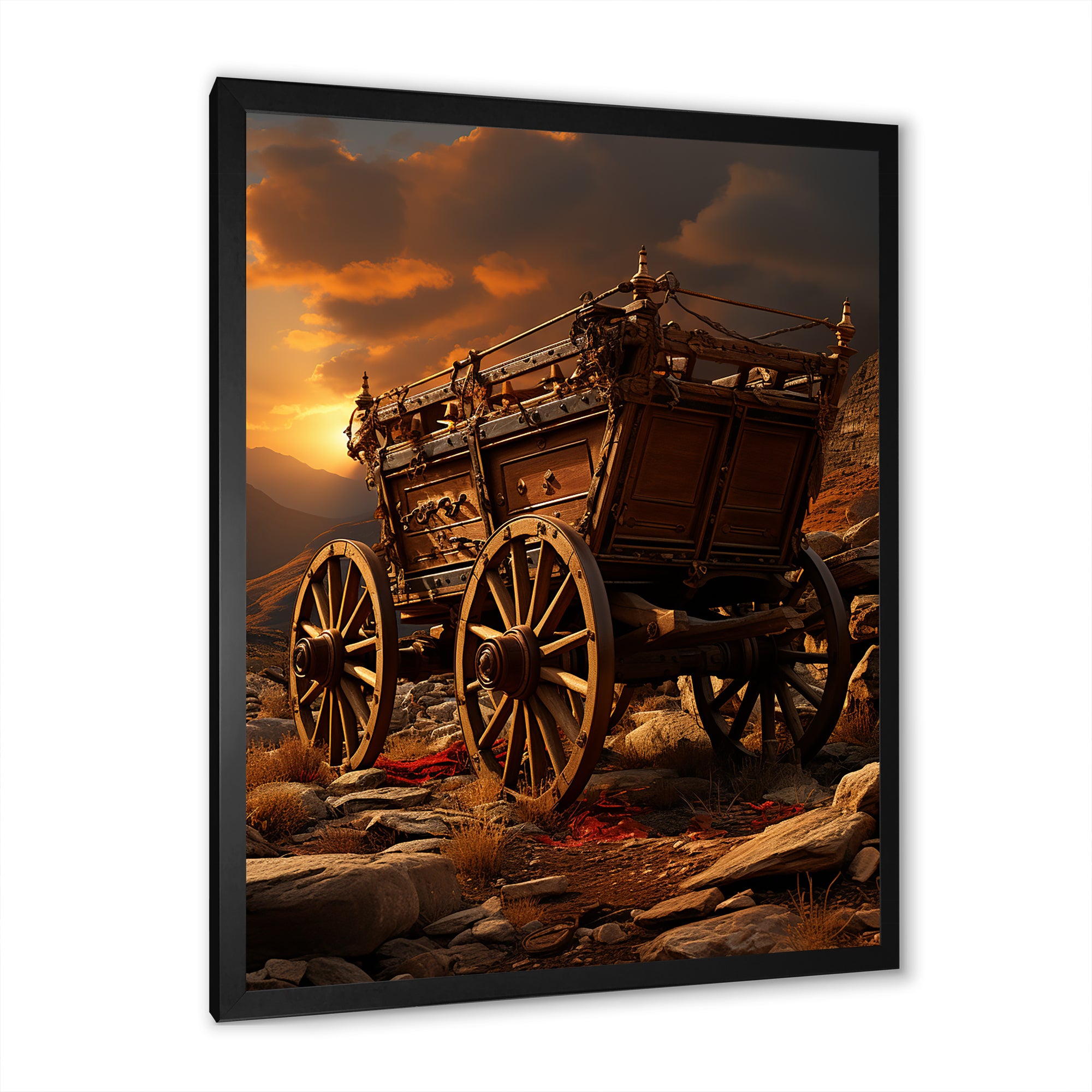 Old American Cart In Texas Horizon - Old American Cart Canvas Wall Art