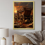 Old American Cart In Texas Horizon - Old American Cart Canvas Wall Art