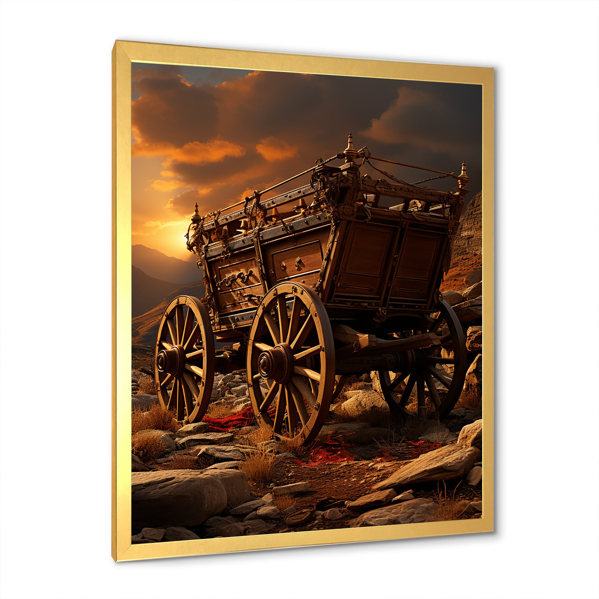 Old American Cart In Texas Horizon - Old American Cart Canvas Wall Art