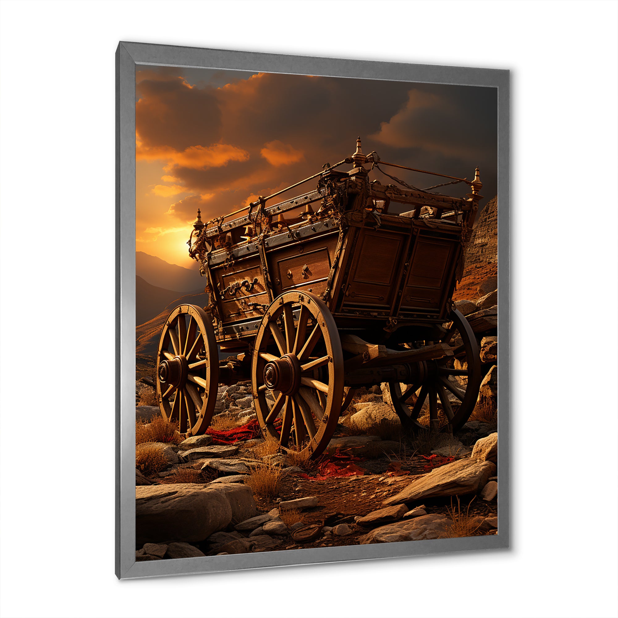 Old American Cart In Texas Horizon - Old American Cart Canvas Wall Art