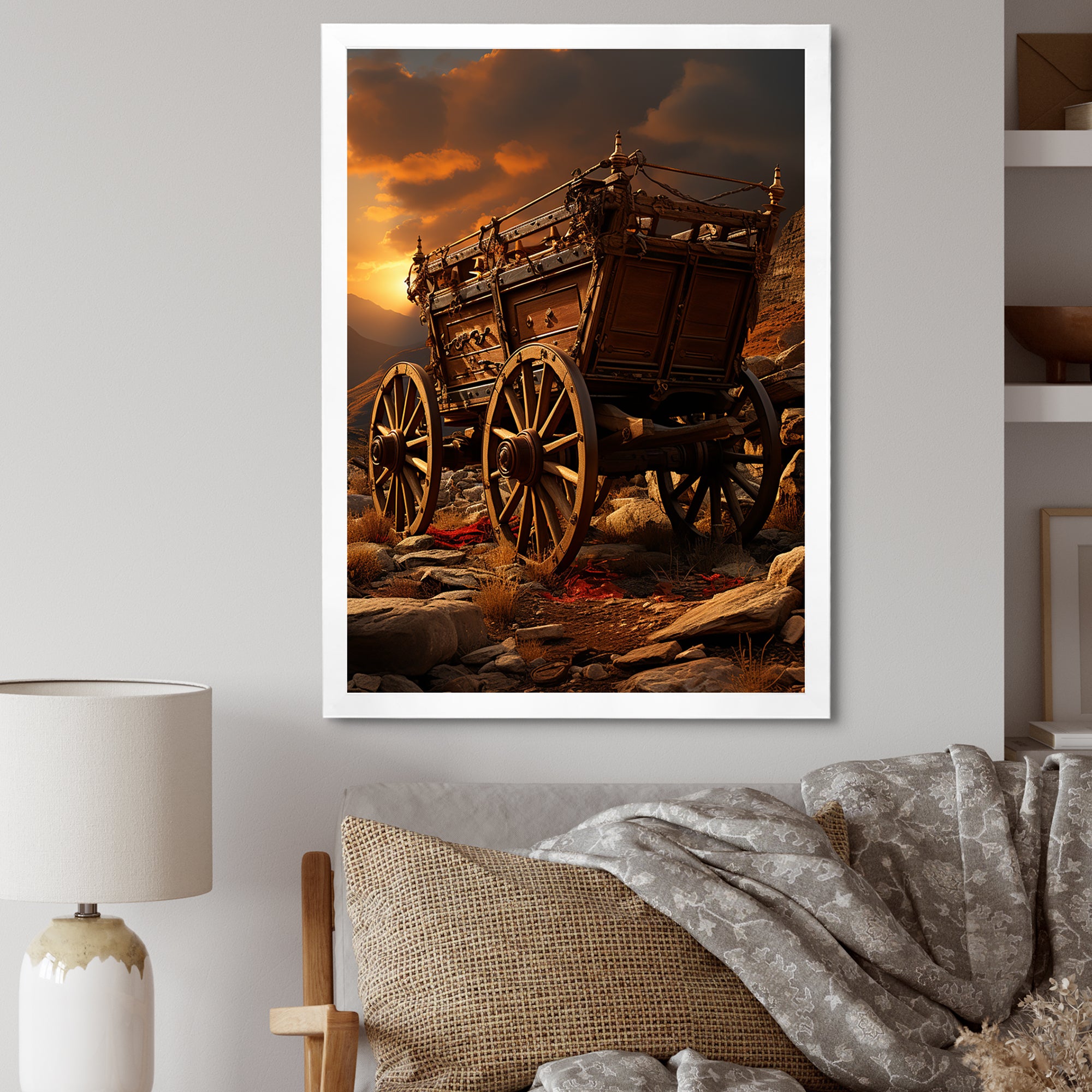 Old American Cart In Texas Horizon - Old American Cart Canvas Wall Art