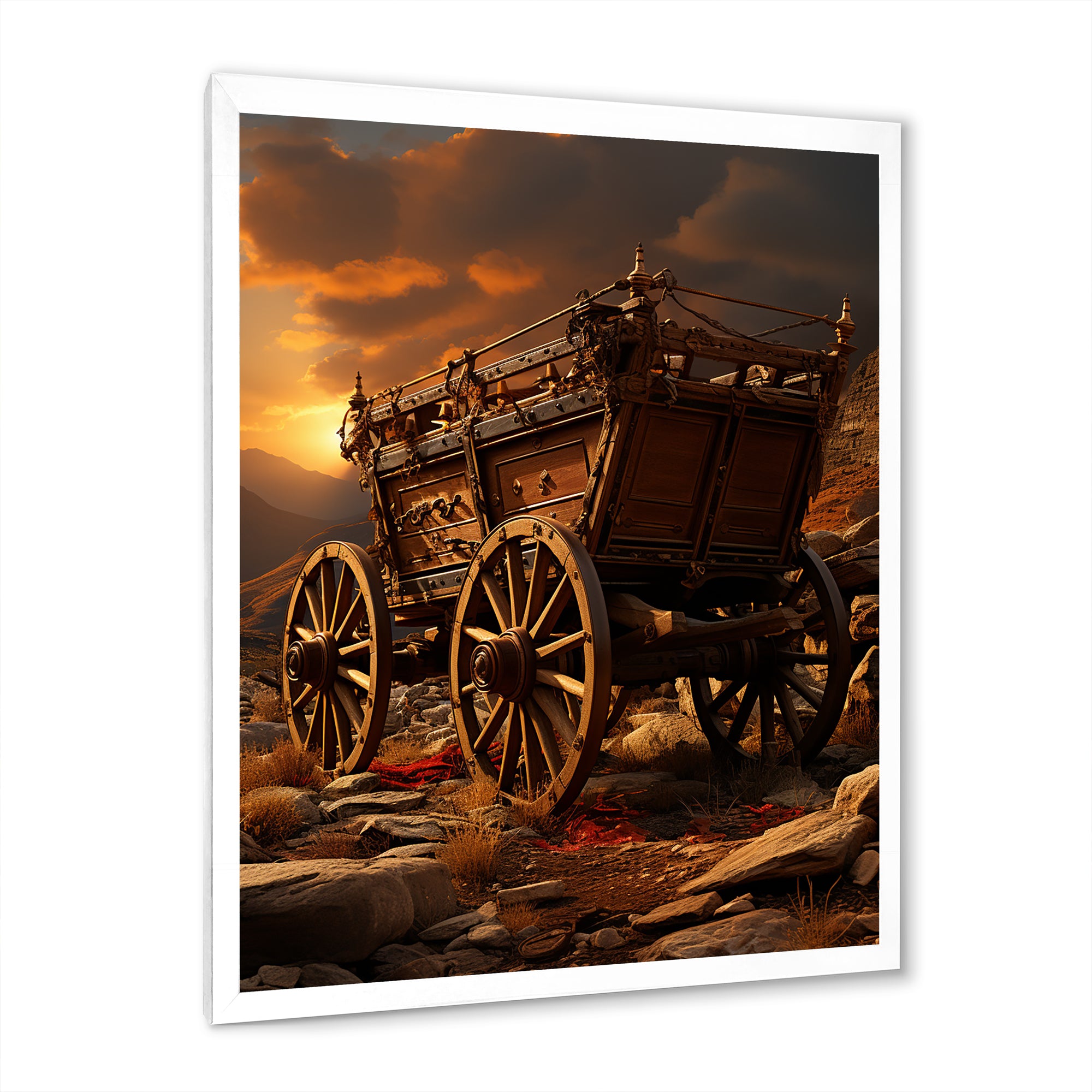 Old American Cart In Texas Horizon - Old American Cart Canvas Wall Art