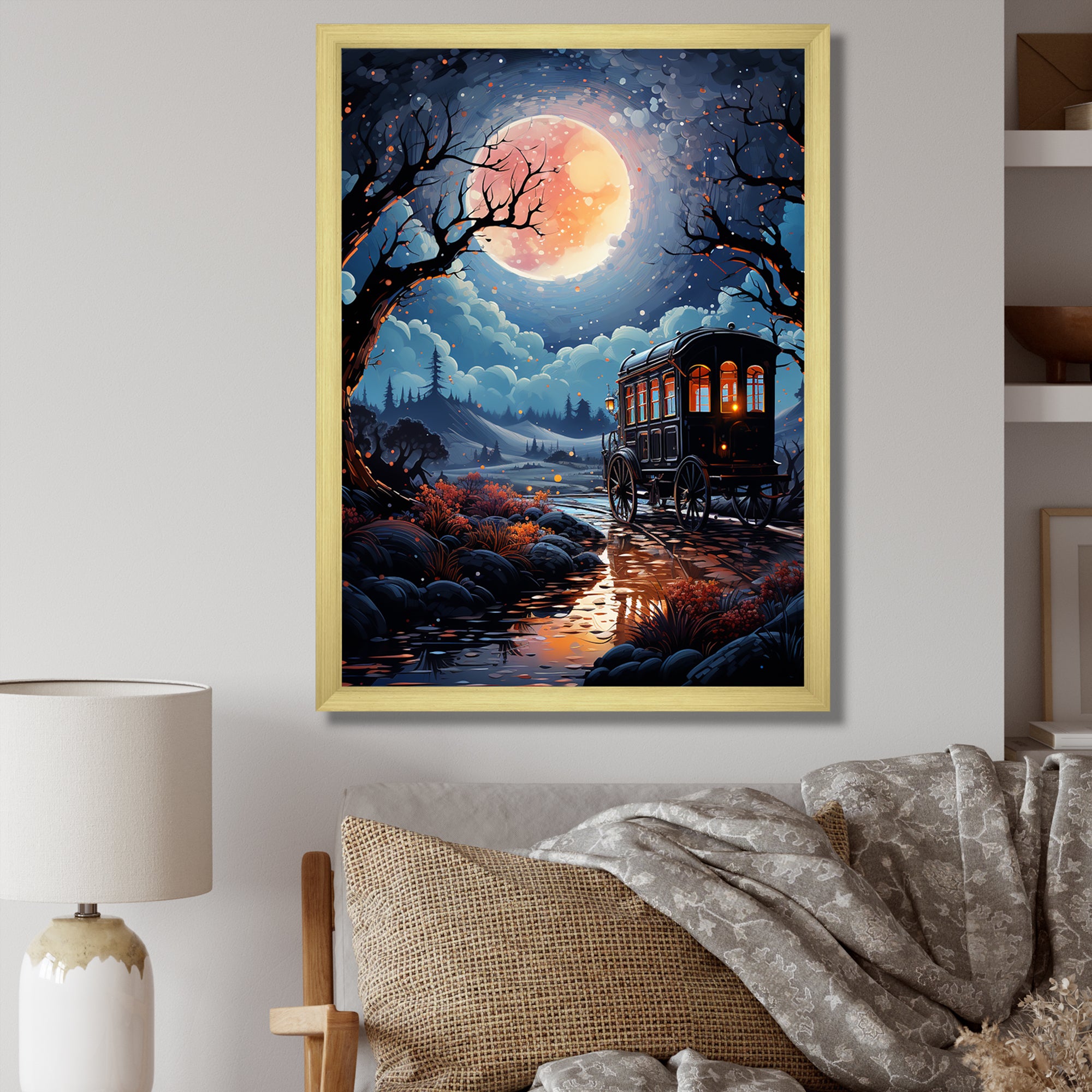 A Fantasy Gothic Old Cart - Old American Cart Canvas Wall Art