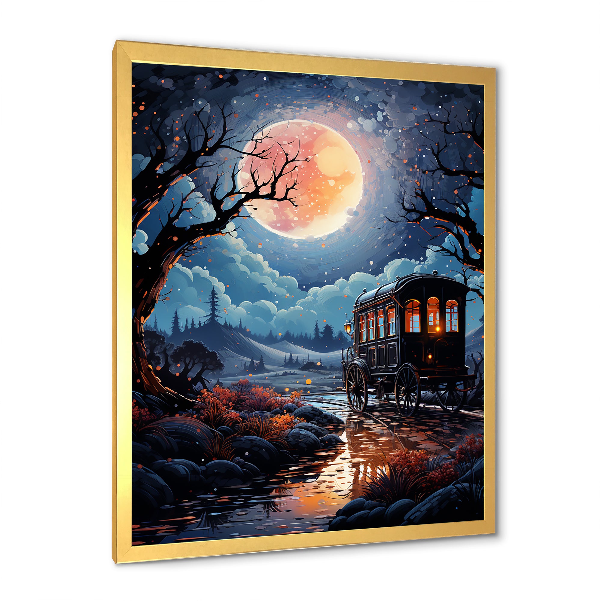 A Fantasy Gothic Old Cart - Old American Cart Canvas Wall Art