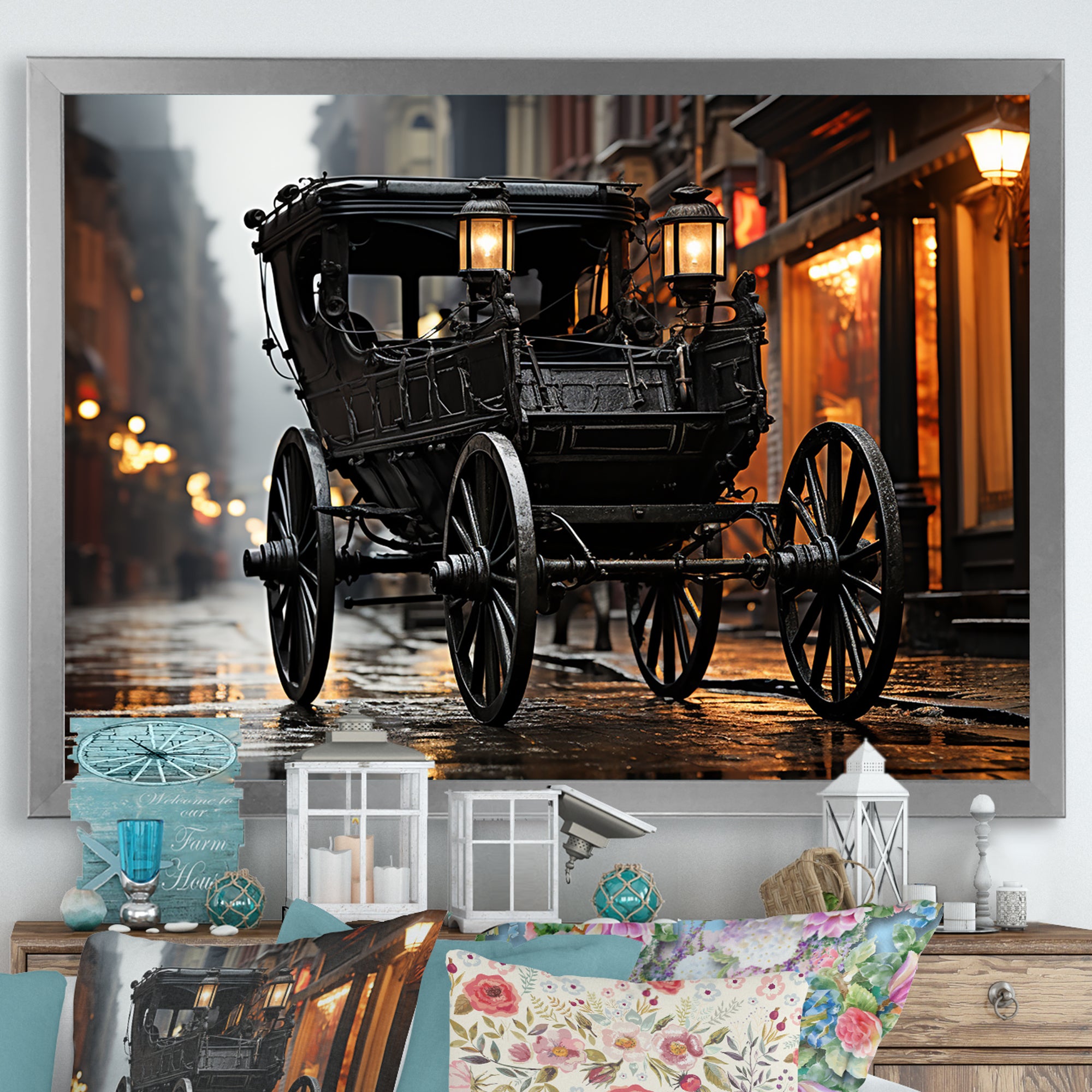 A Romantic Gothic Old Cart - Old American Cart Canvas Wall Art