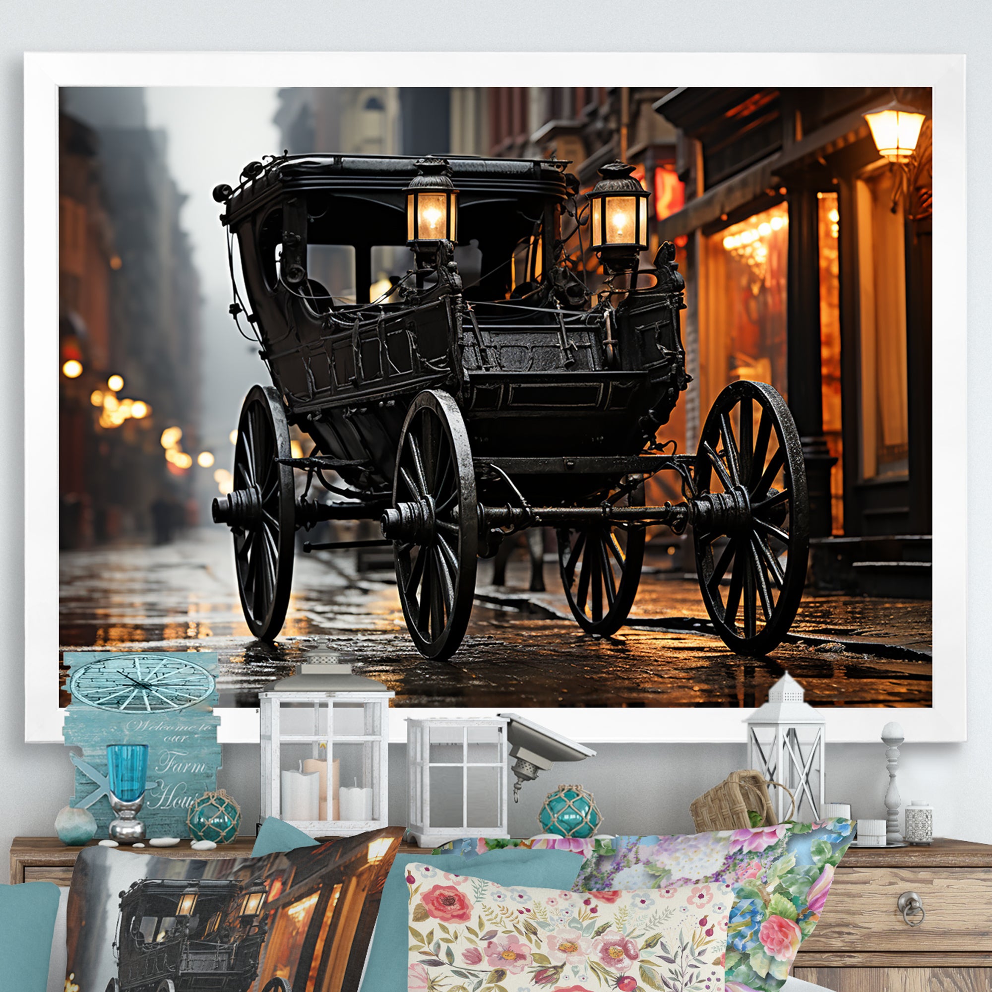A Romantic Gothic Old Cart - Old American Cart Canvas Wall Art