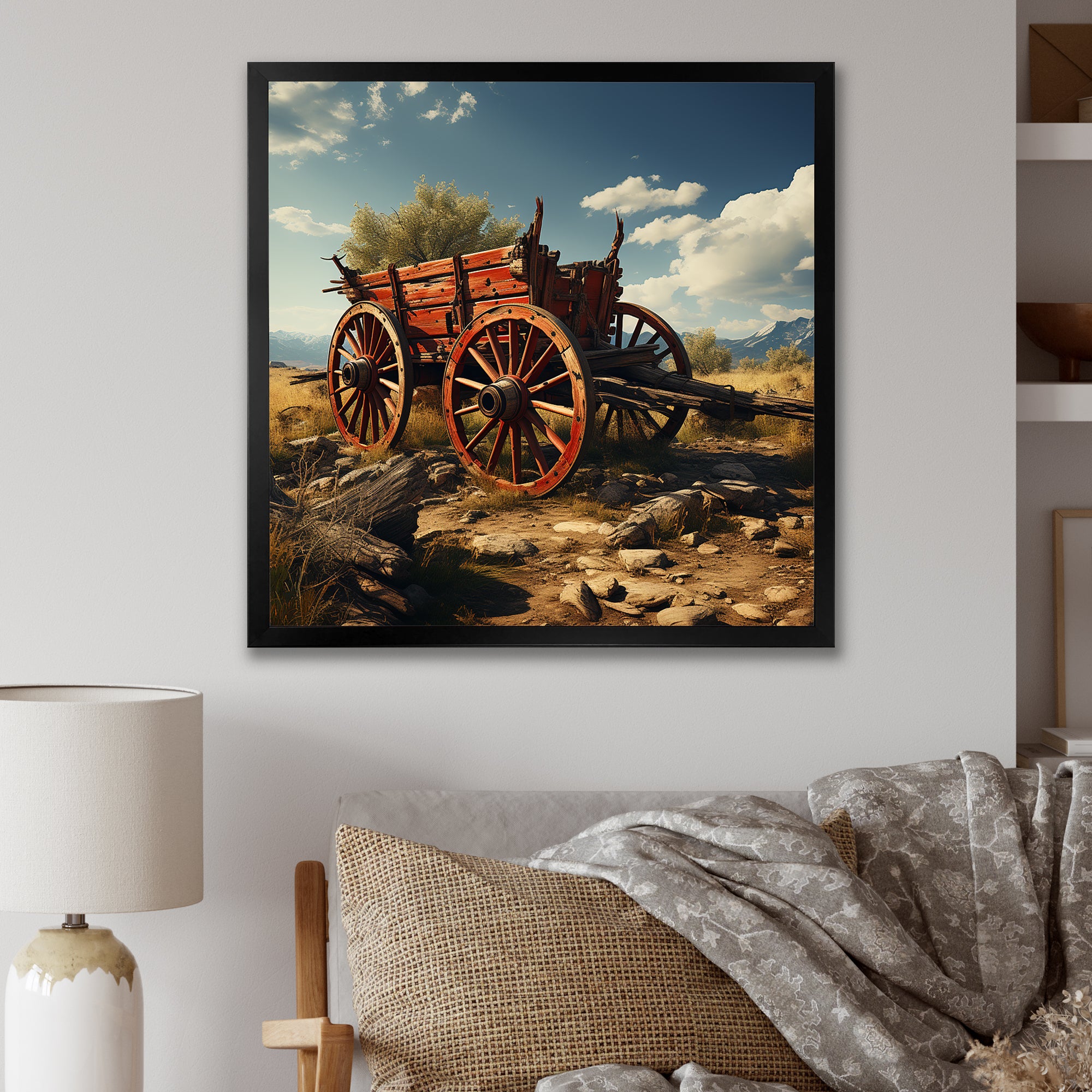 Old American Cart In Usa - Old American Cart Canvas Wall Art