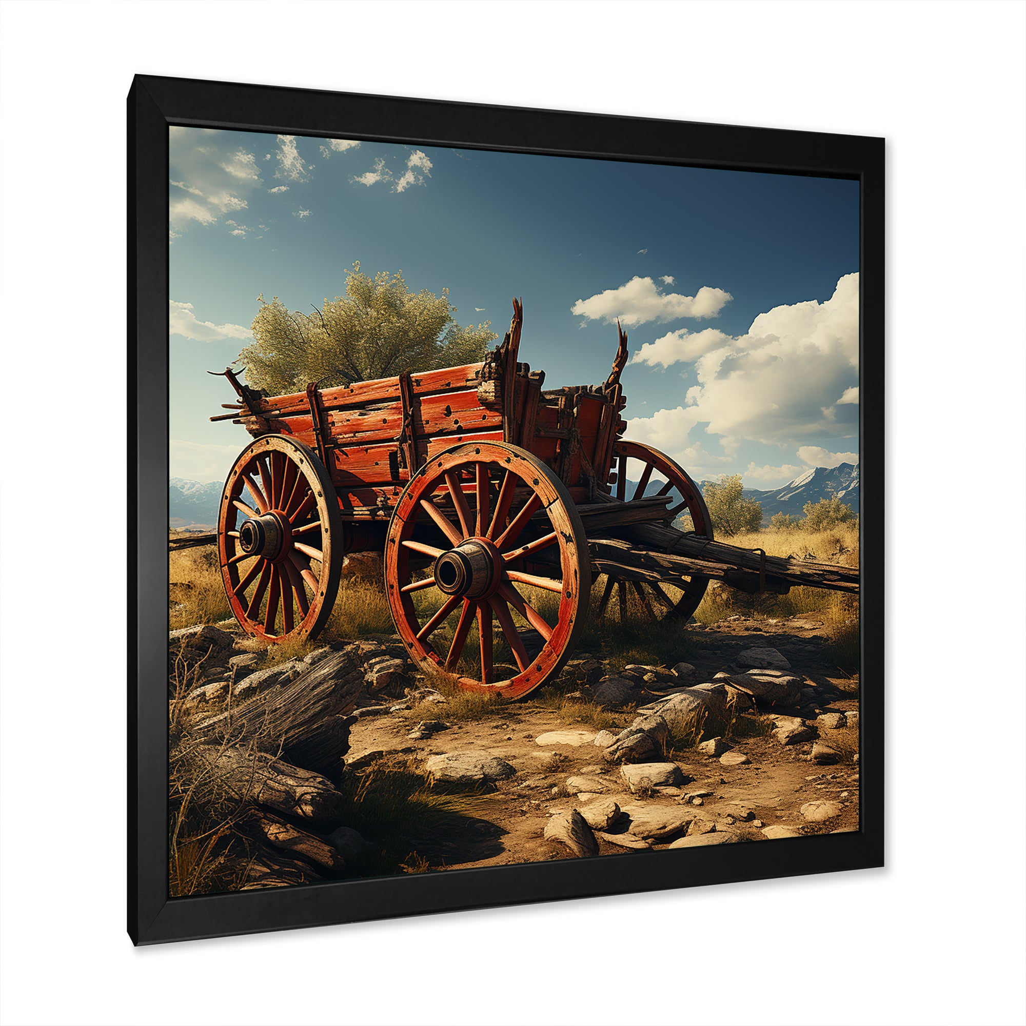 Old American Cart In Usa - Old American Cart Canvas Wall Art
