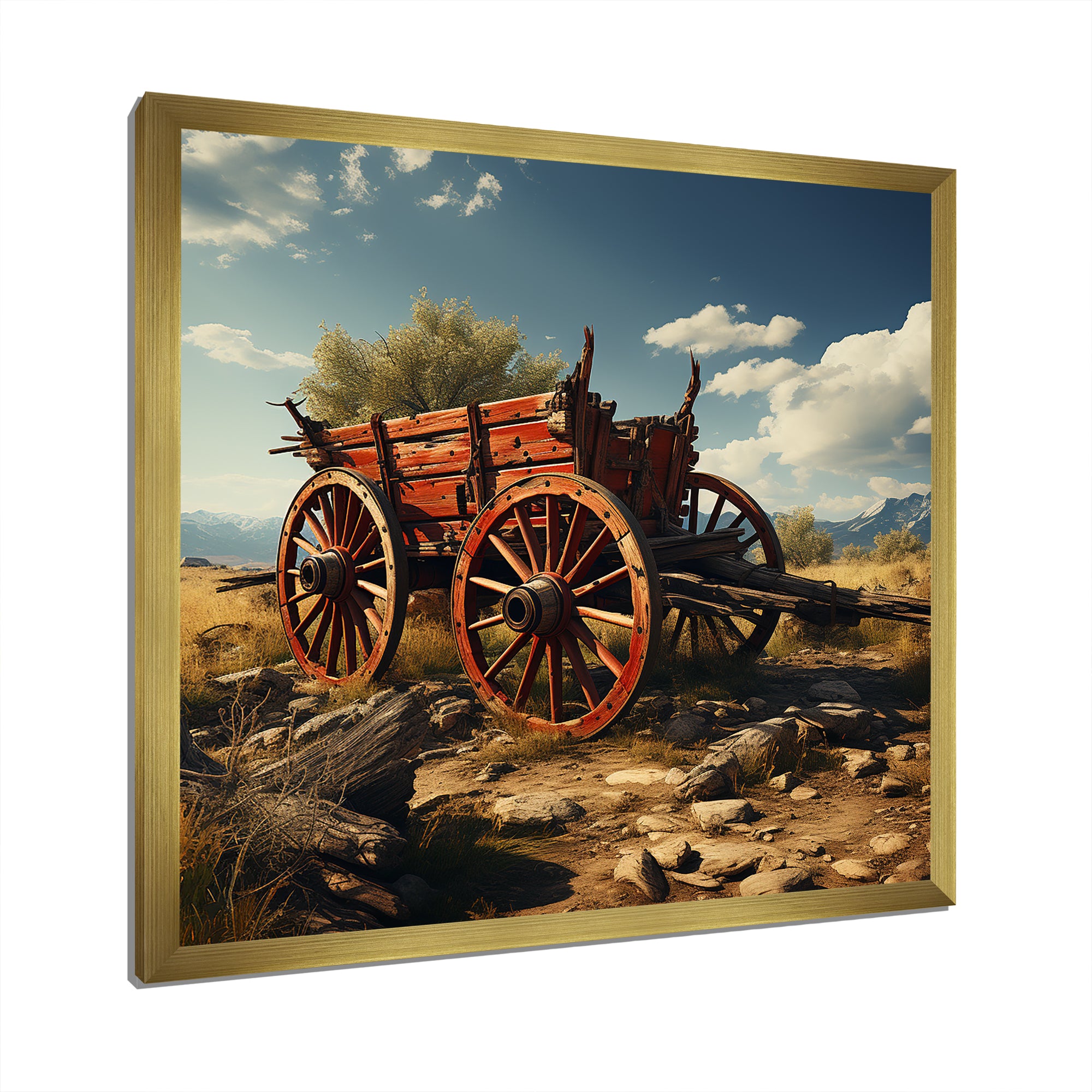 Old American Cart In Usa - Old American Cart Canvas Wall Art