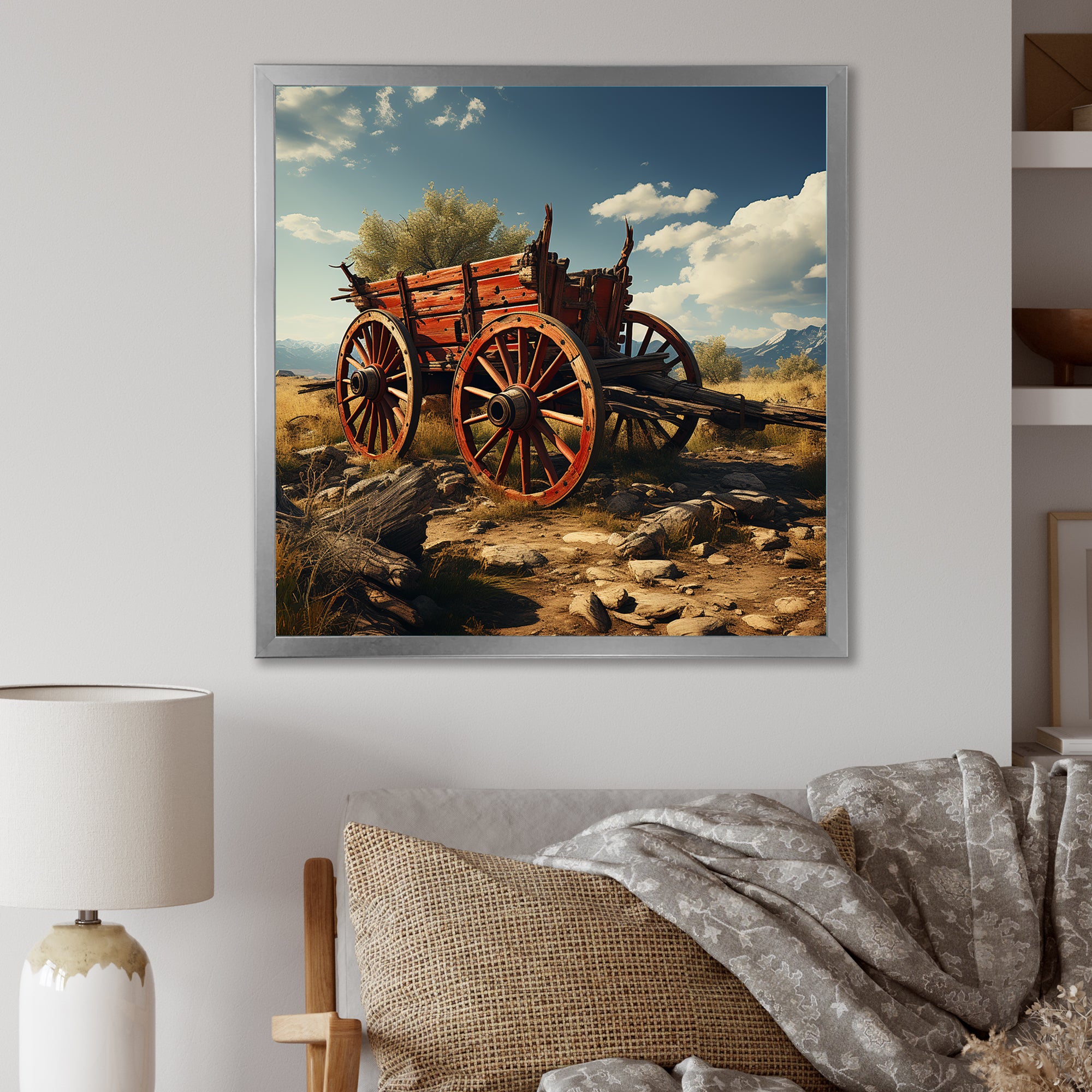 Old American Cart In Usa - Old American Cart Canvas Wall Art