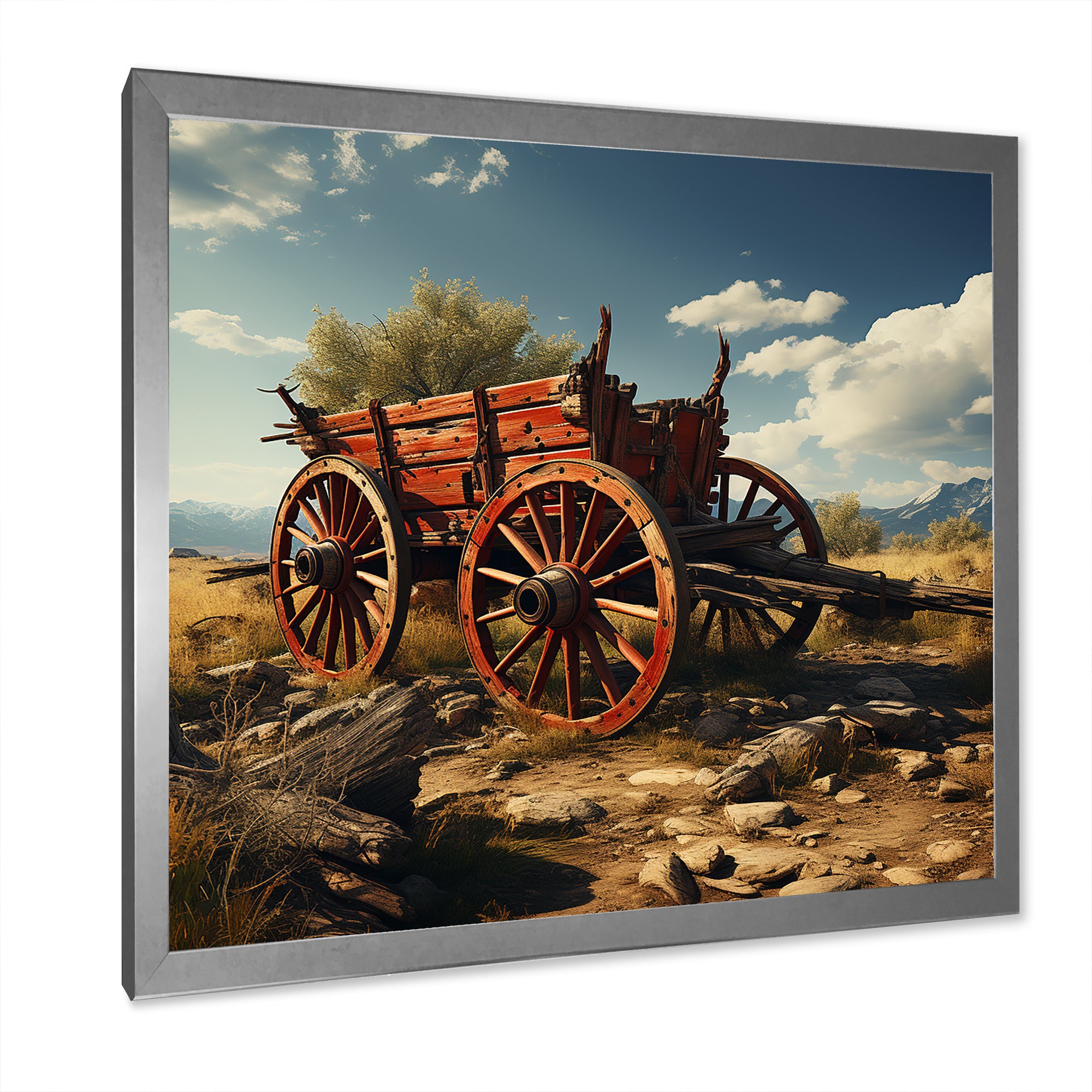 Old American Cart In Usa - Old American Cart Canvas Wall Art