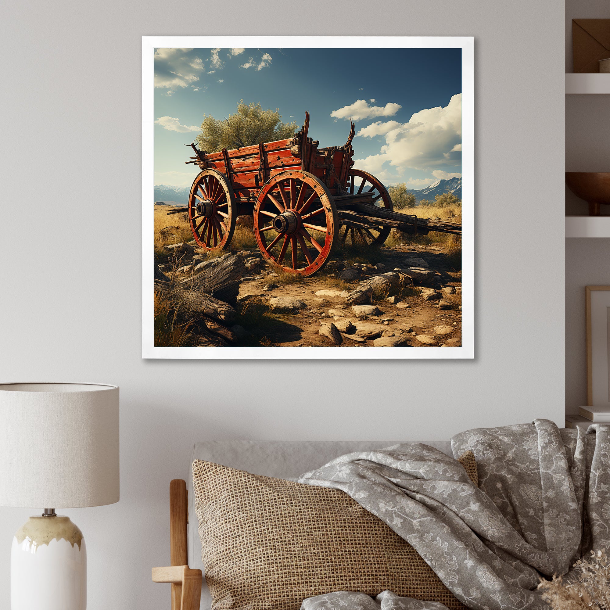 Old American Cart In Usa - Old American Cart Canvas Wall Art